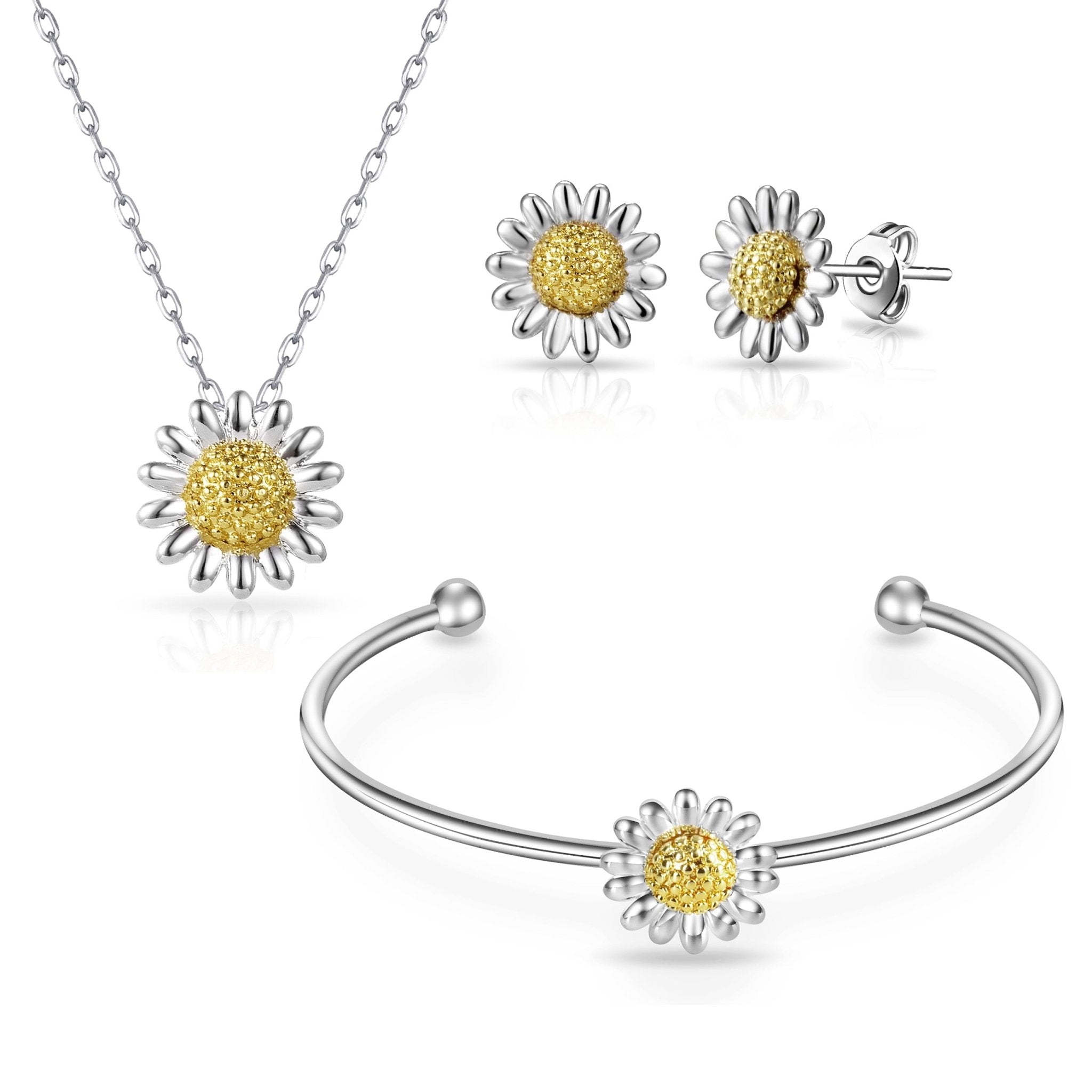 3pc Daisy Cuff Bangle Set - Philip Jones Jewellery