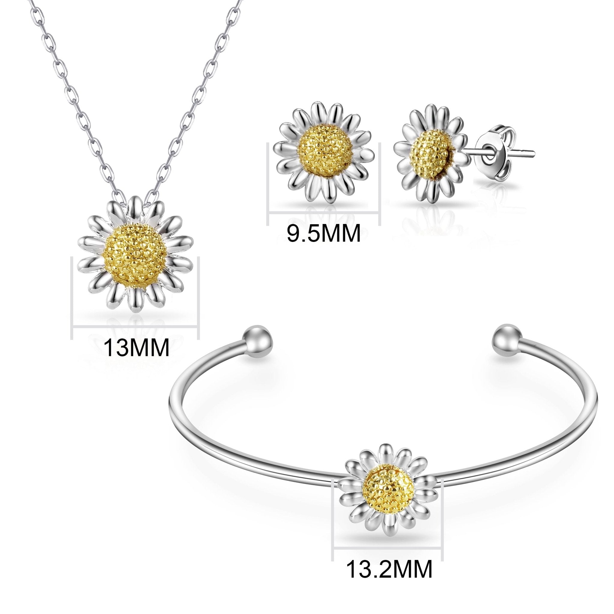 3pc Daisy Cuff Bangle Set - Philip Jones Jewellery