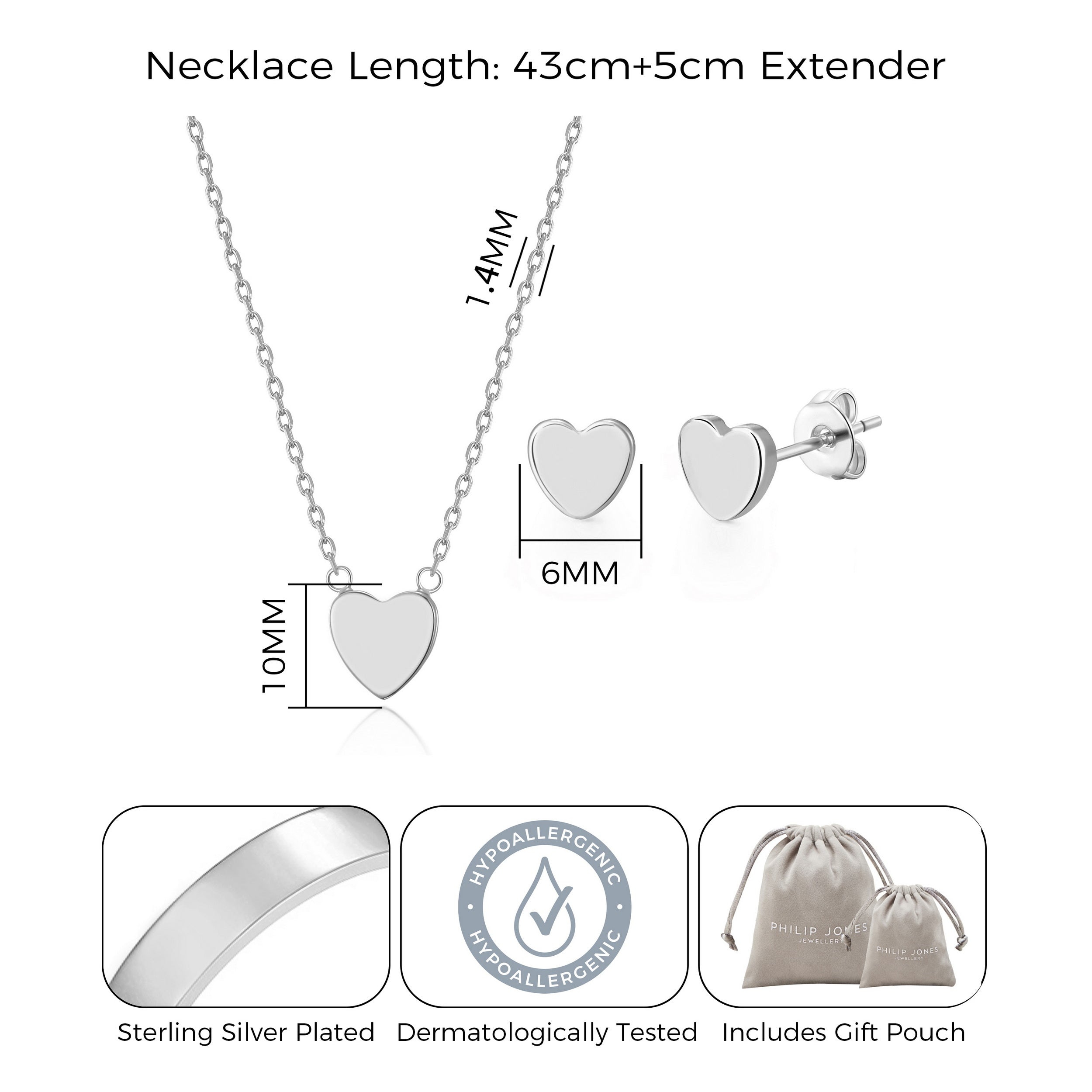 Silver Plated Heart Set