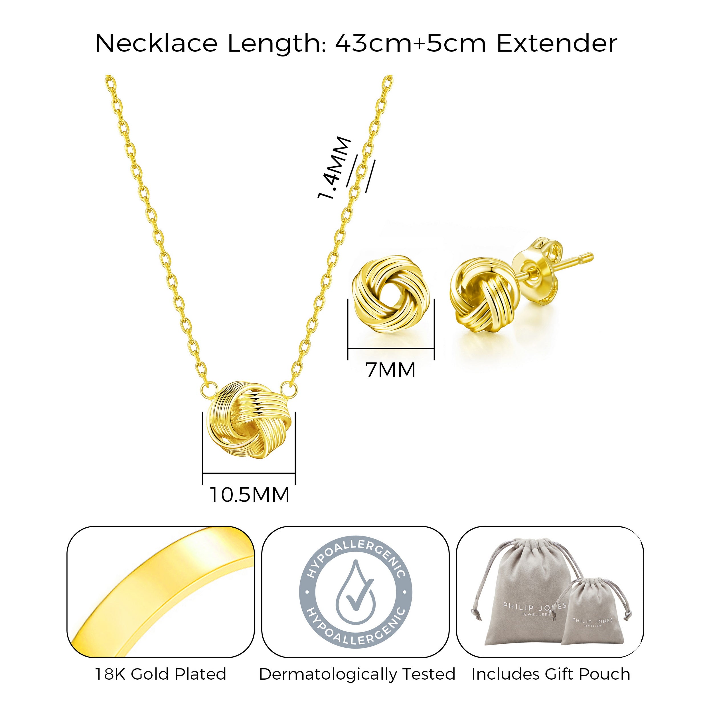 Gold Plated Love Knot Set