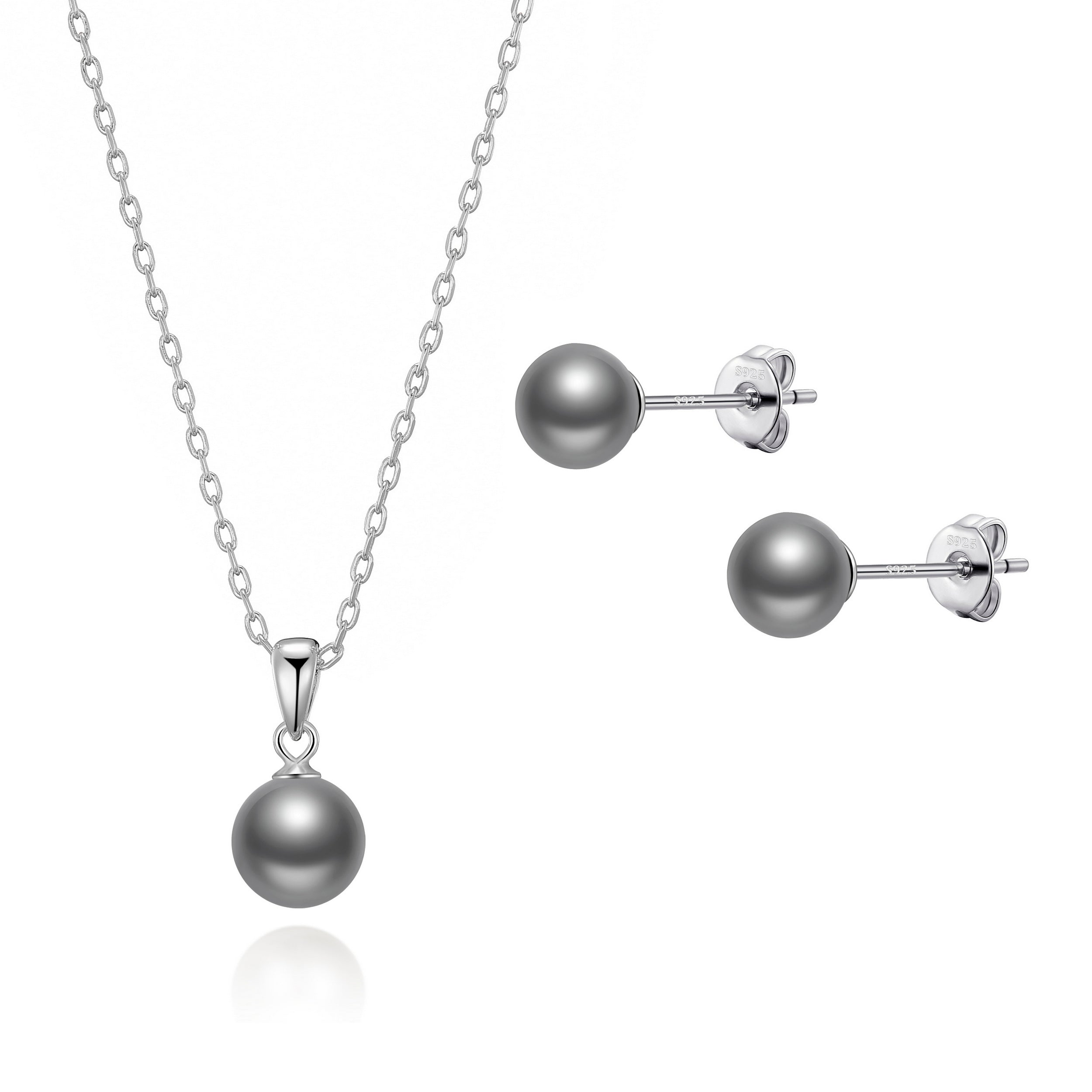 Sterling Silver Grey Shell Pearl Set
