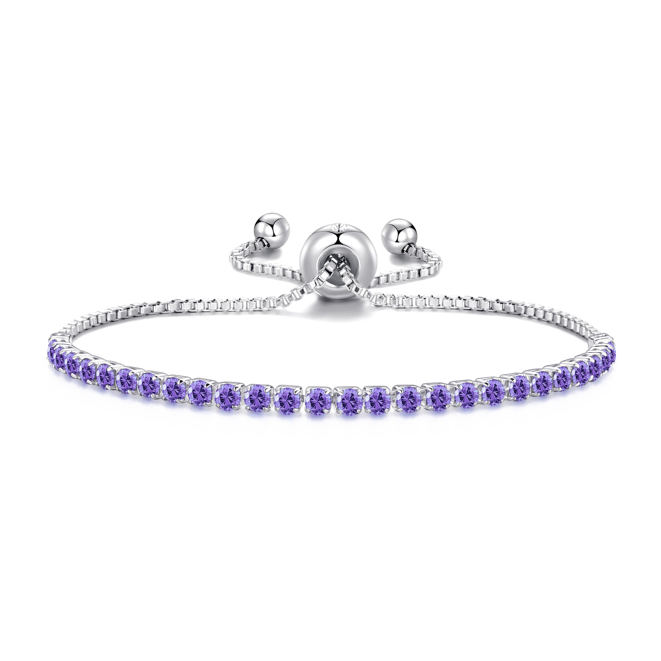 February Birthstone Friendship Bracelet with Amethyst Zircondia® Crystals