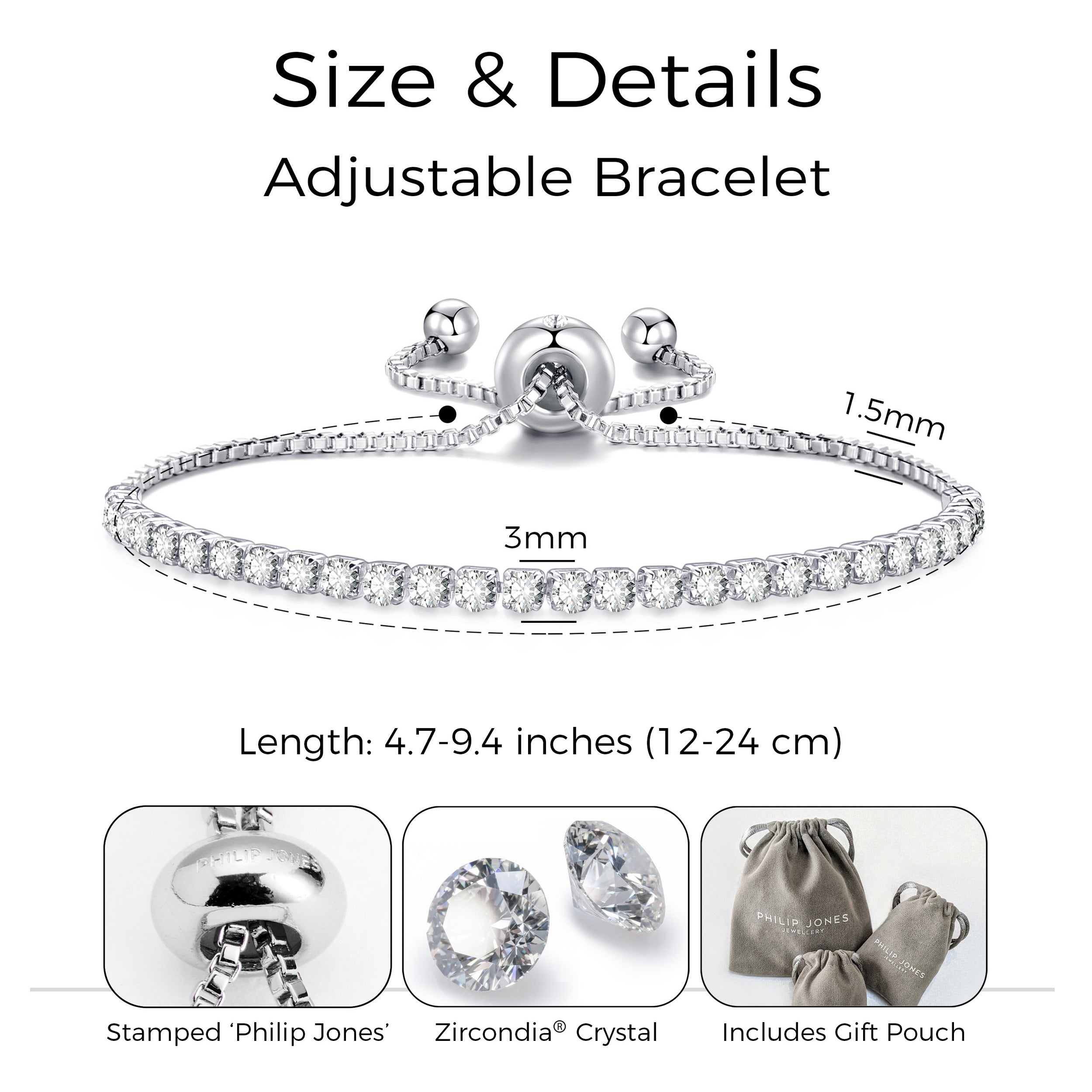 April Birthstone Friendship Bracelet with Diamond Zircondia® Crystals