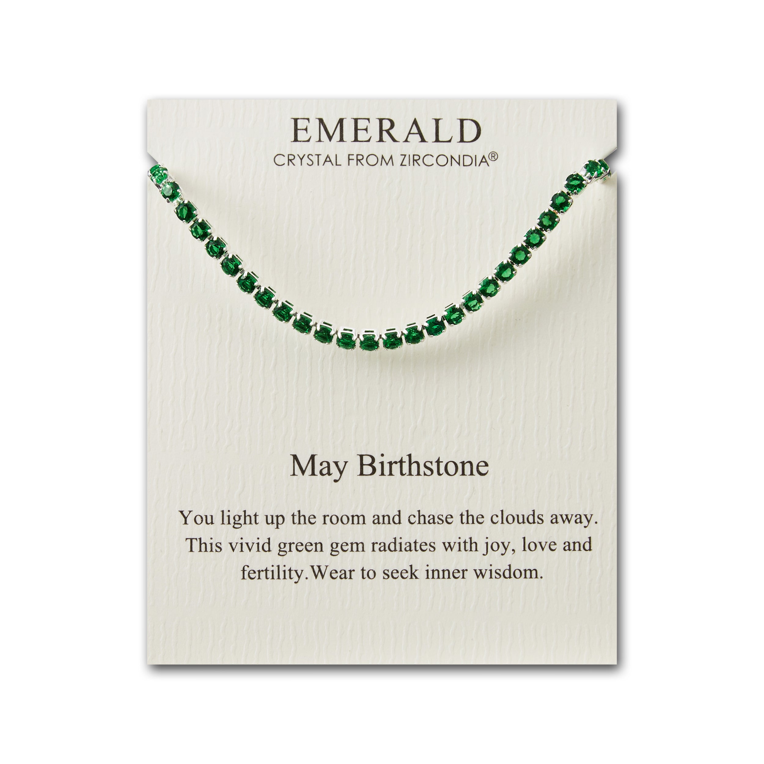 May Birthstone Friendship Bracelet with Emerald Zircondia® Crystals