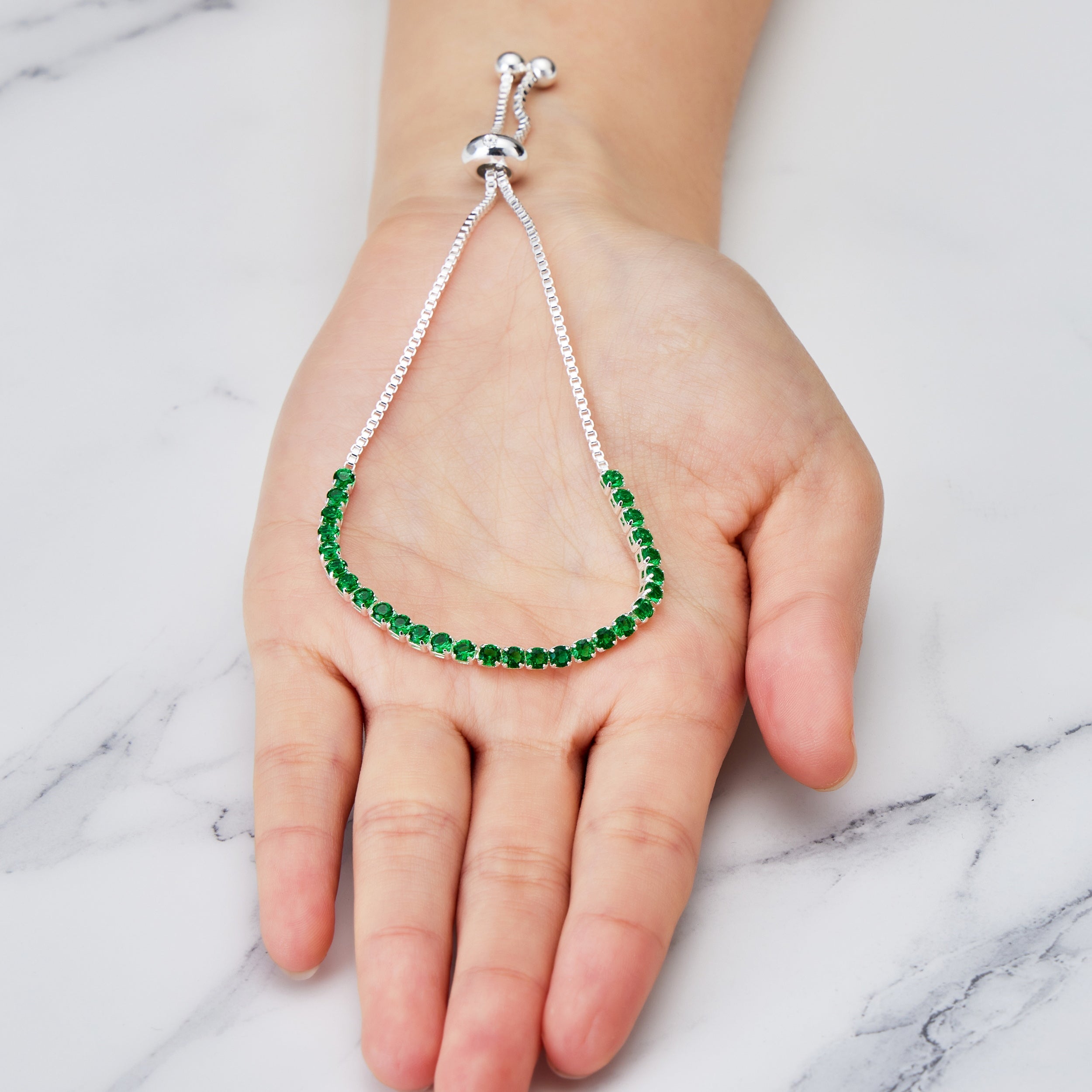 Green Tennis Friendship Bracelet Created with Zircondia® Crystals