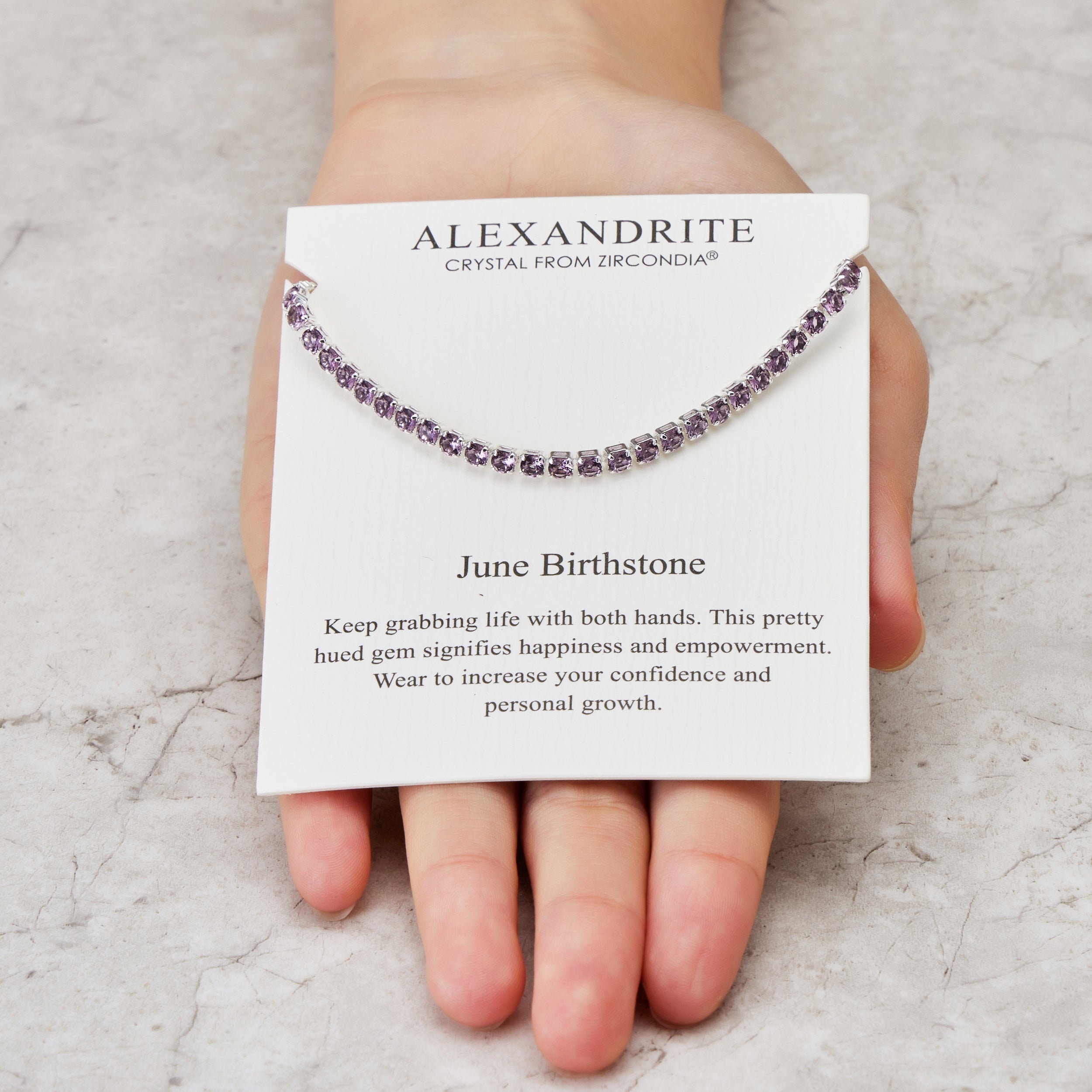 June Birthstone Friendship Bracelet with Alexandrite Zircondia® Crystals