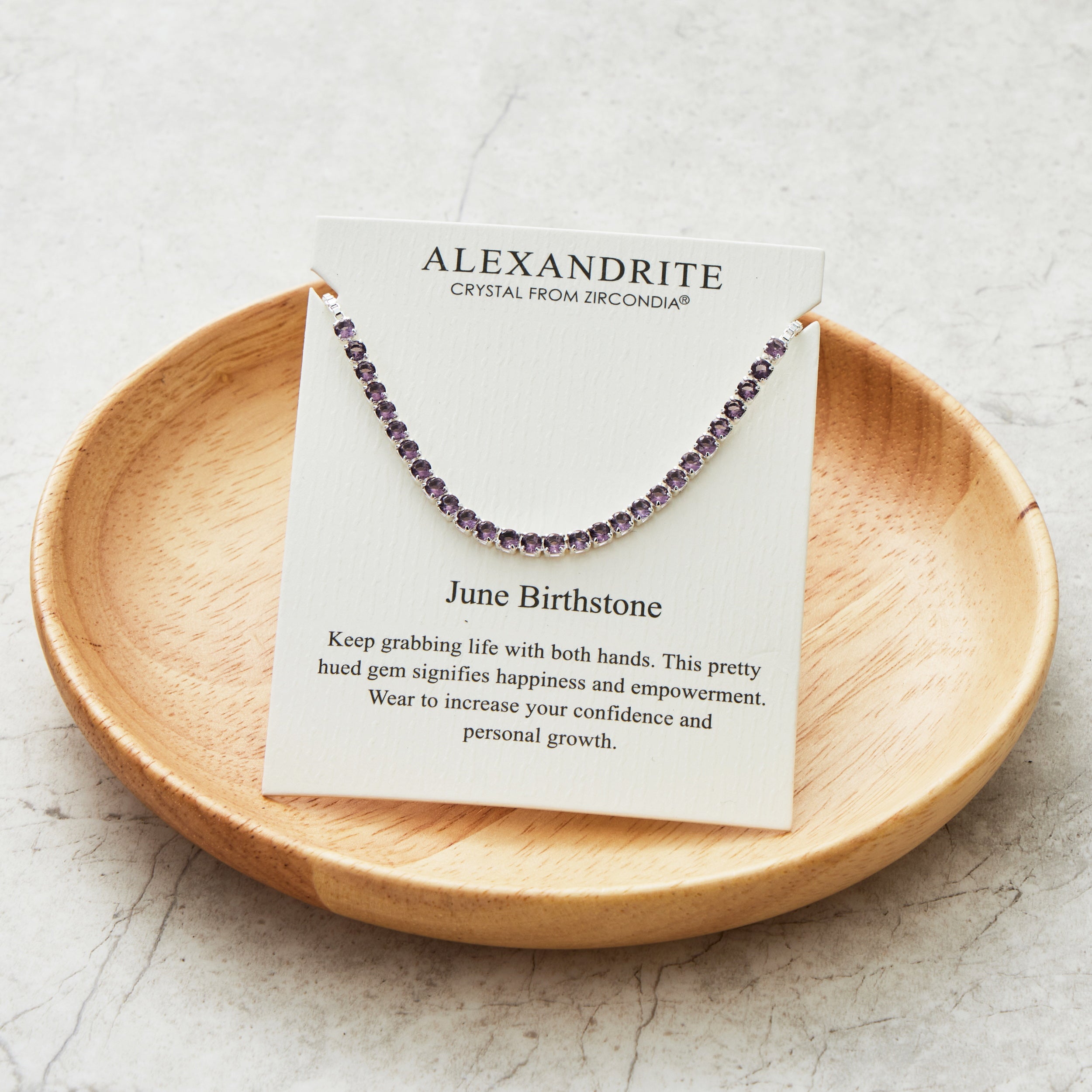 June Birthstone Friendship Bracelet with Alexandrite Zircondia® Crystals