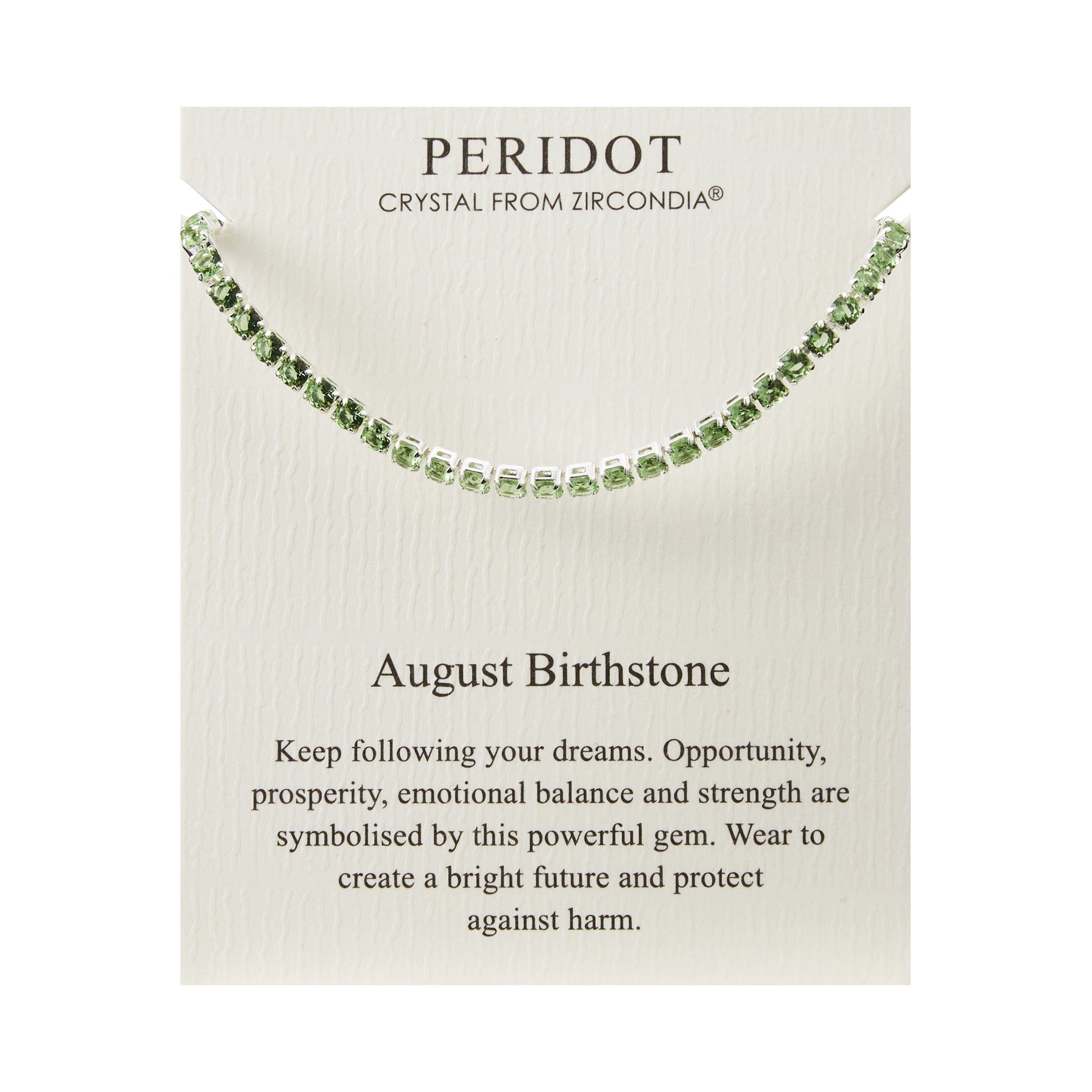 August Birthstone Friendship Bracelet with Peridot Zircondia® Crystals