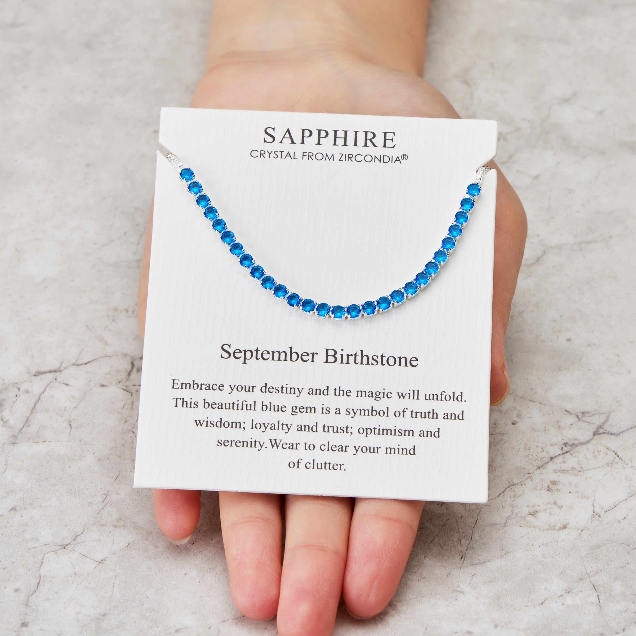September Birthstone Friendship Bracelet with Sapphire Zircondia® Crystals