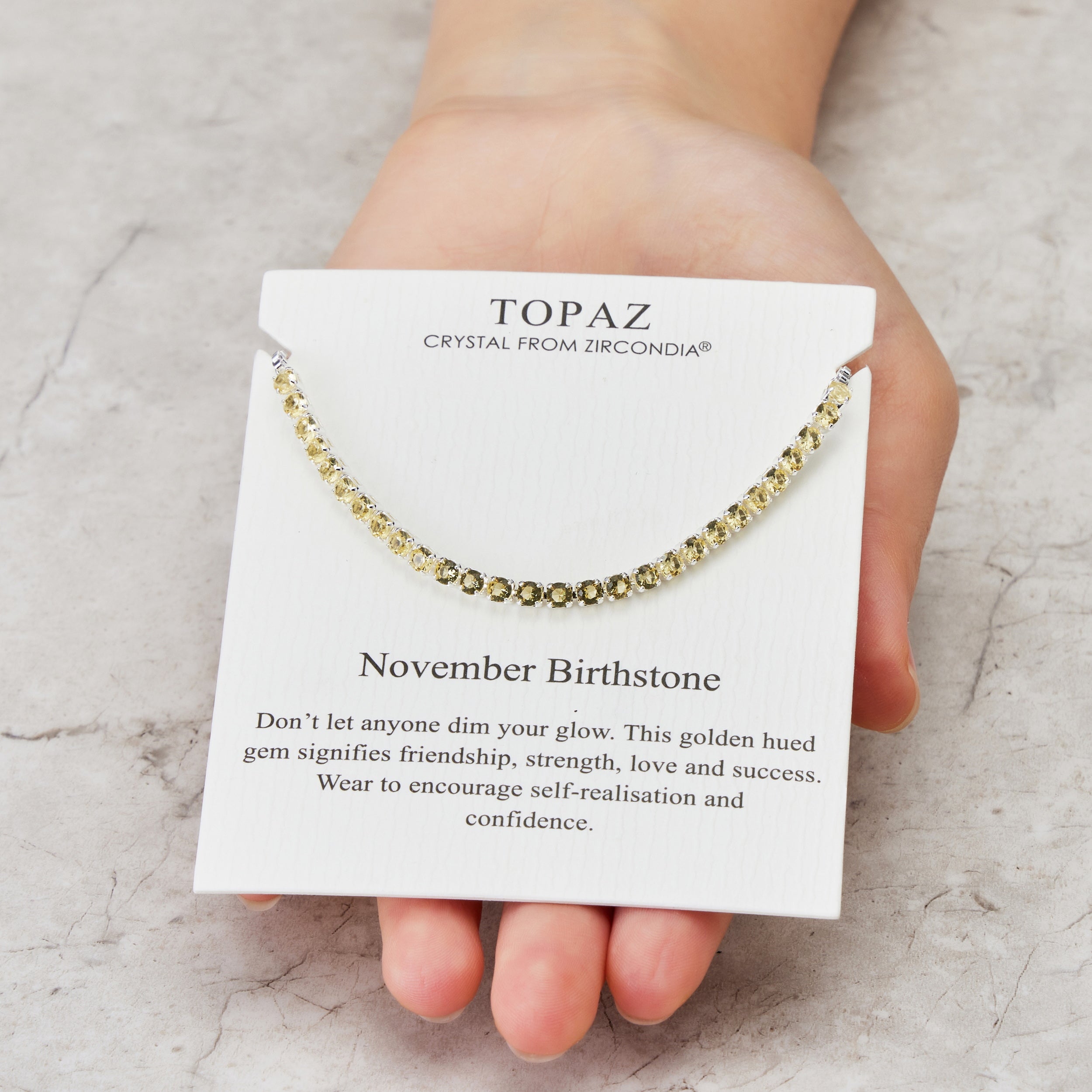November Birthstone Friendship Bracelet with Topaz Zircondia® Crystals