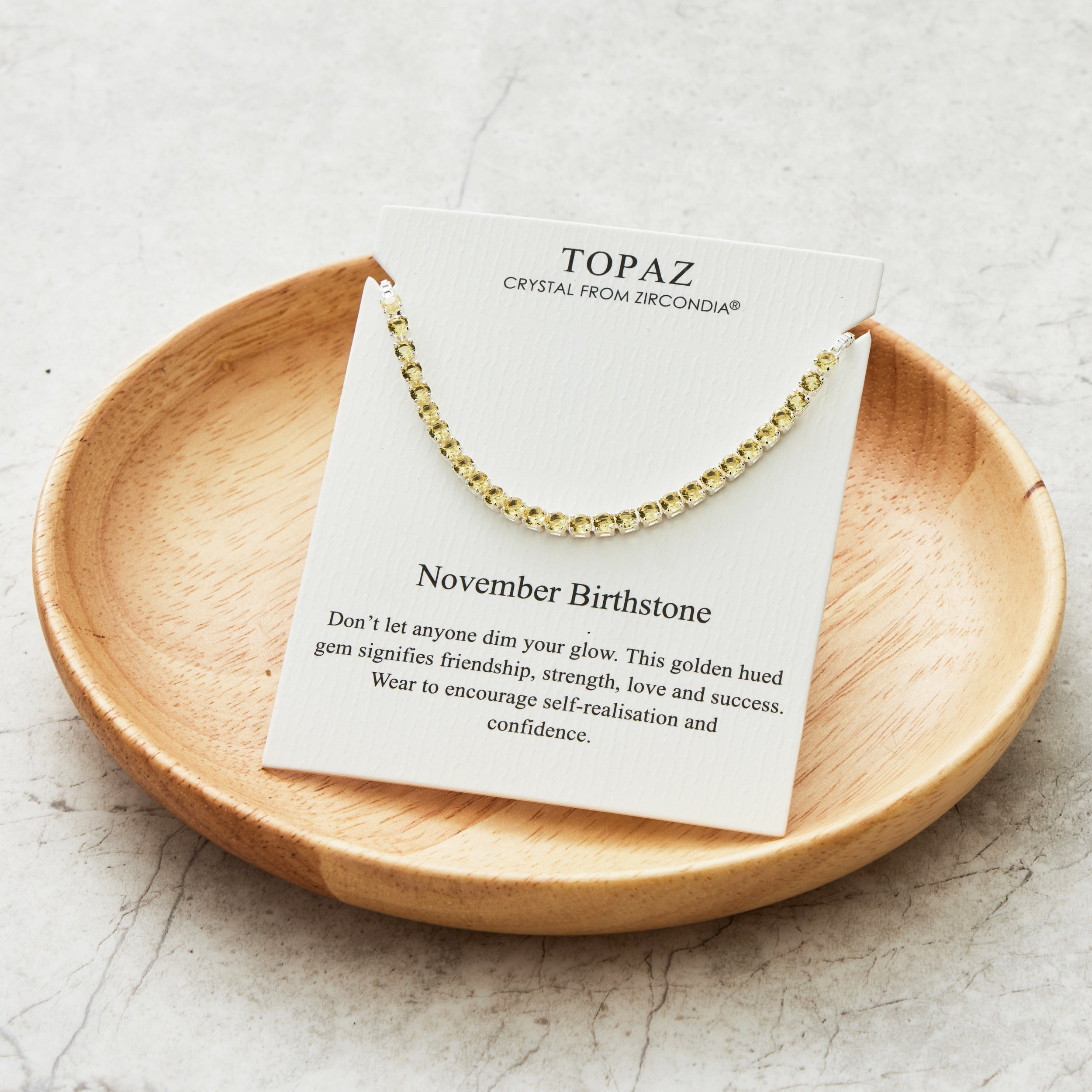 November Birthstone Friendship Bracelet with Topaz Zircondia® Crystals