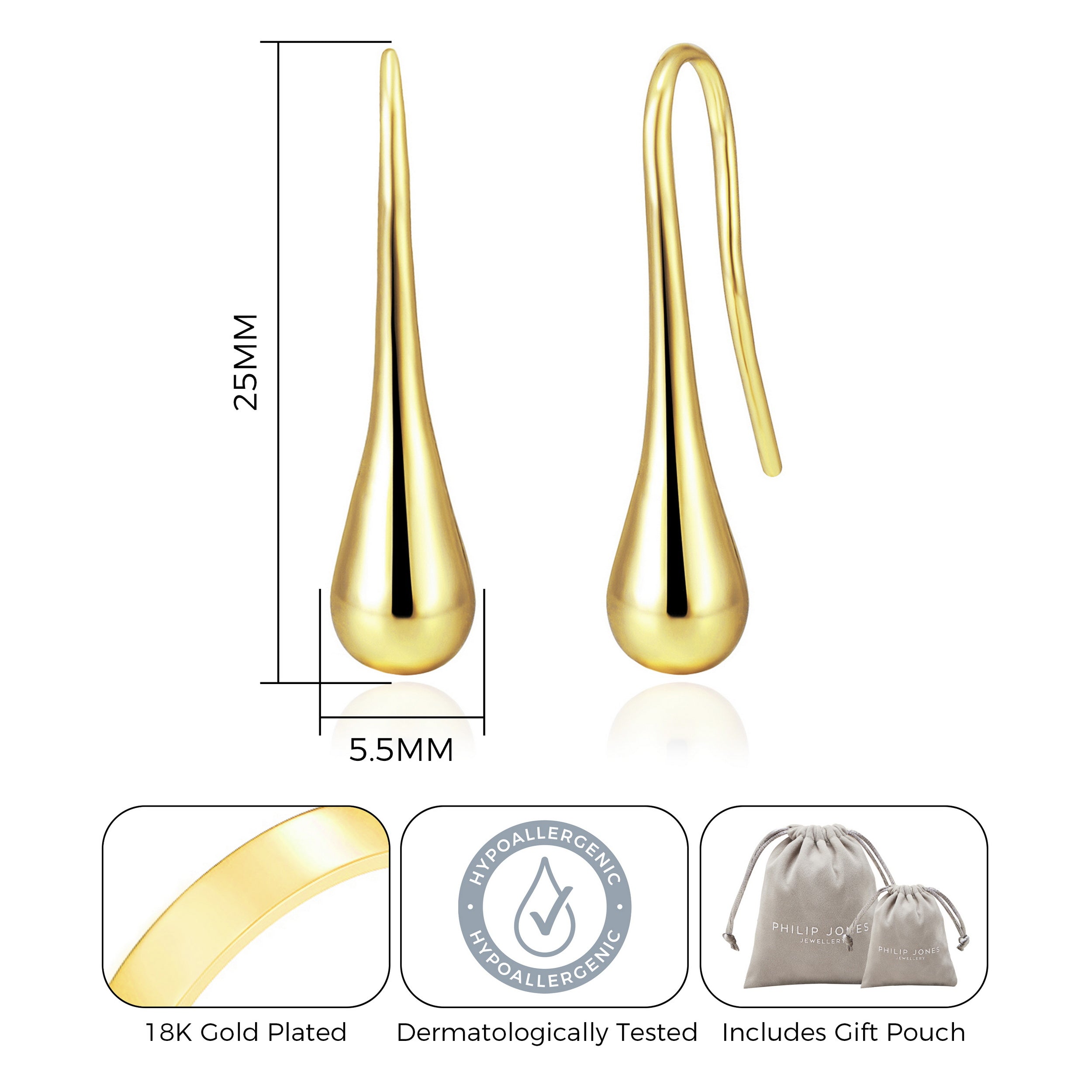 Gold Plated Teardrop Earrings