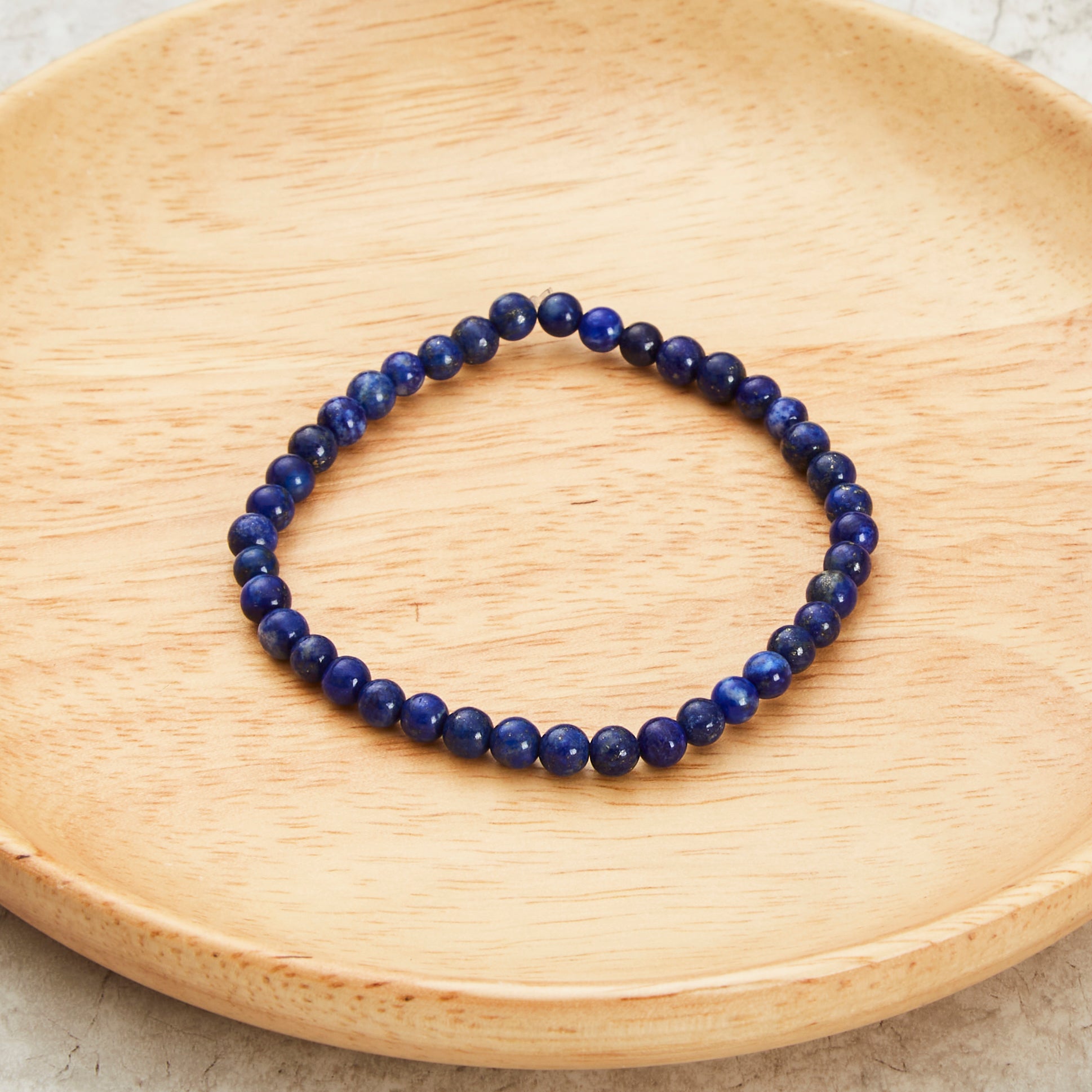 Lapis Mini Beaded Gemstone Stretch Bracelet