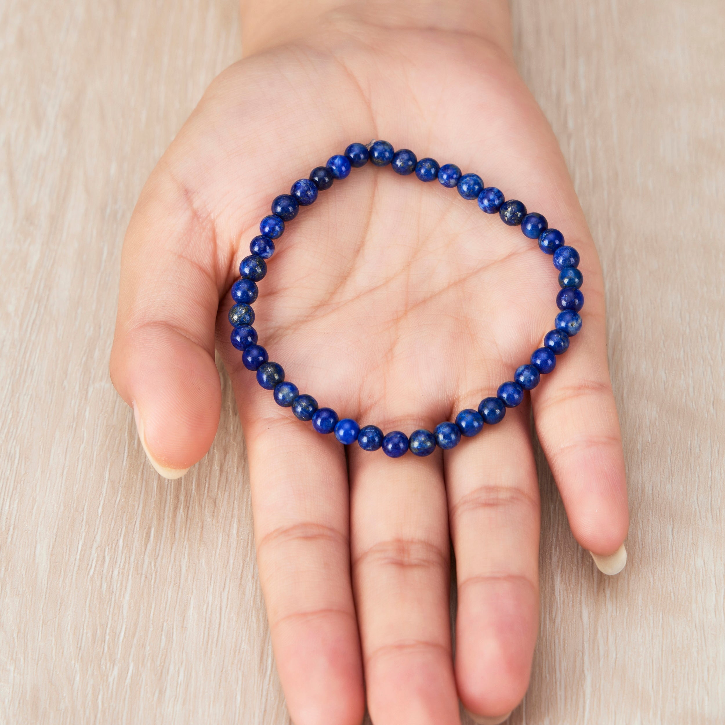 Lapis Mini Beaded Gemstone Stretch Bracelet