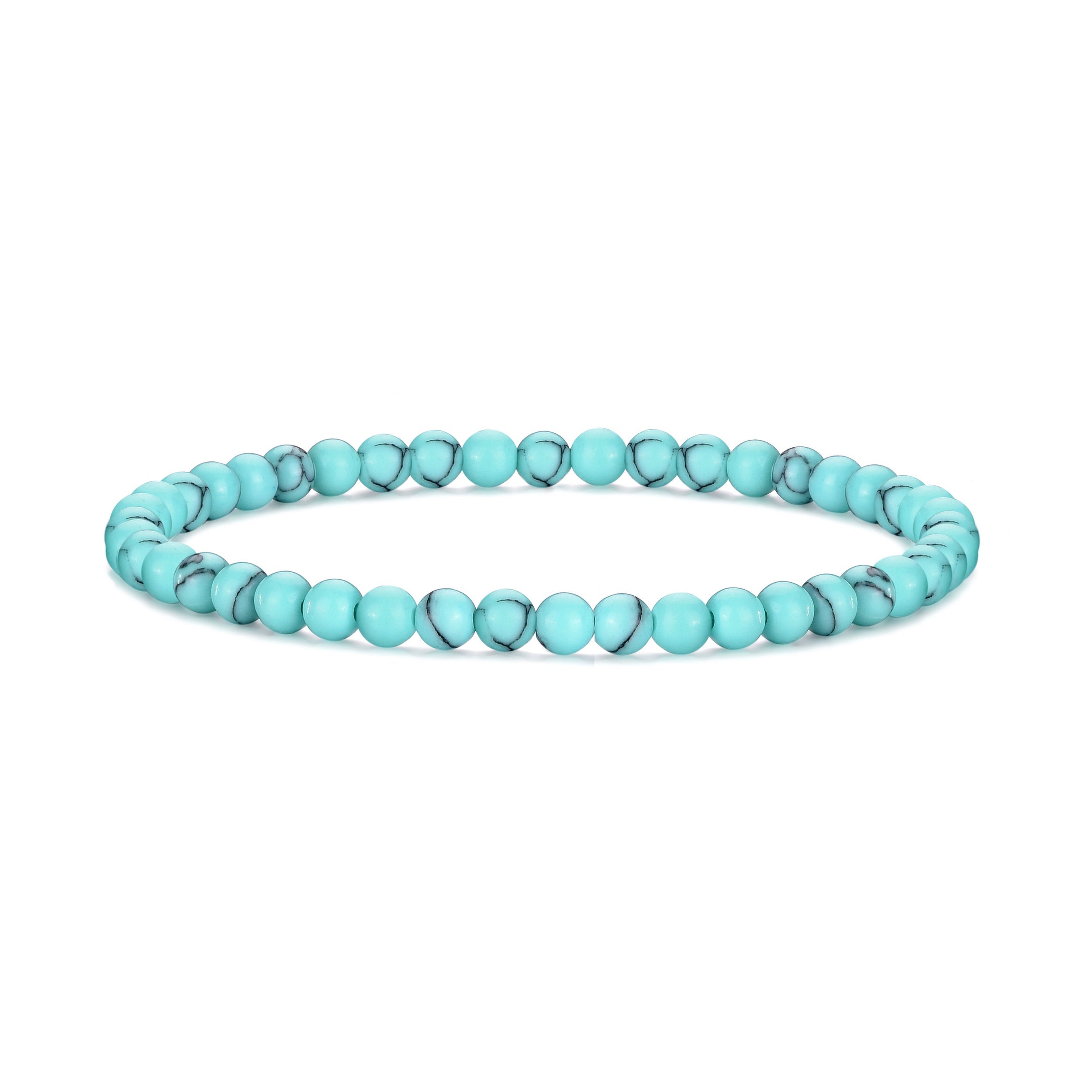 Synthetic Turquoise Mini Beaded Gemstone Stretch Bracelet