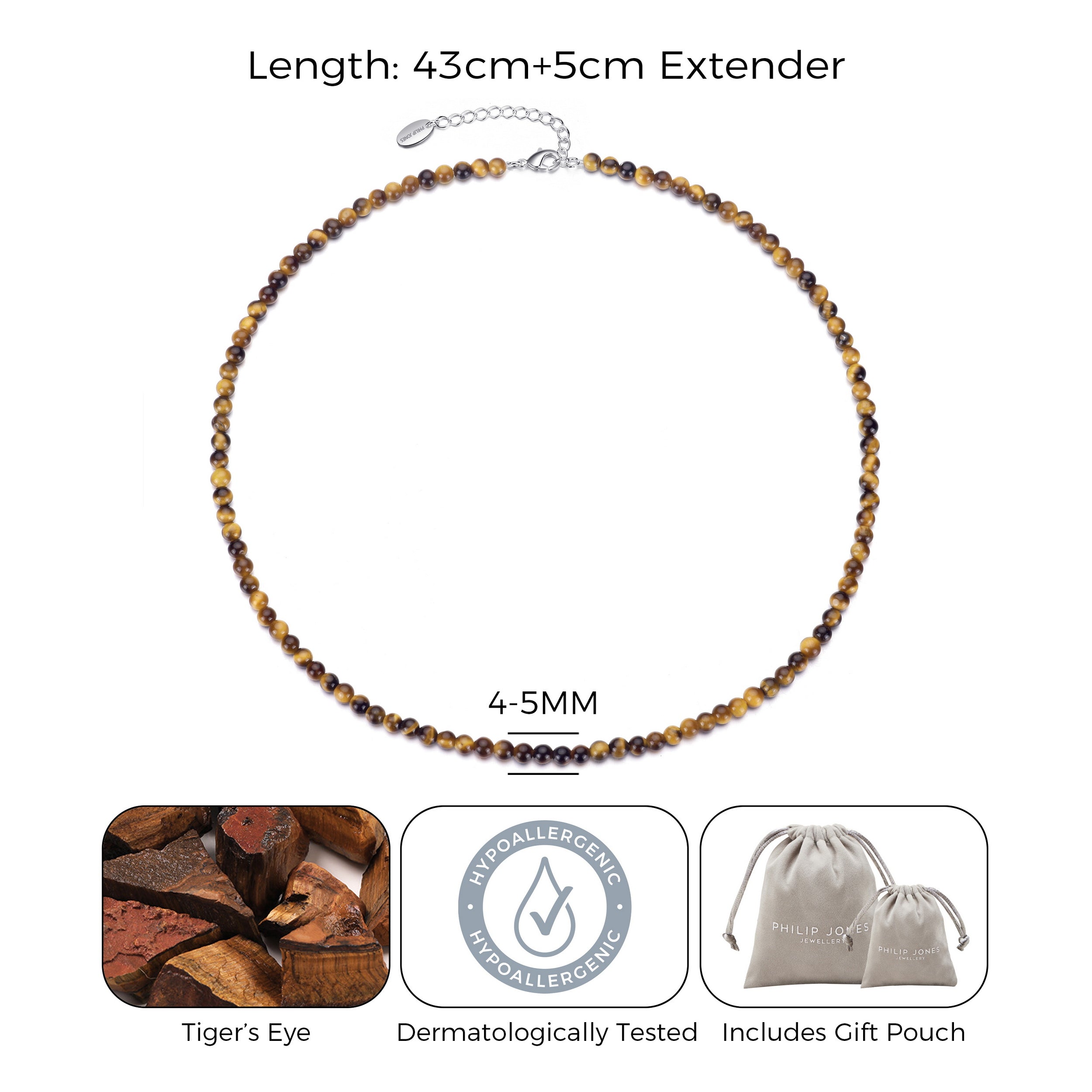 Tigers Eye Mini Beaded Gemstone Necklace