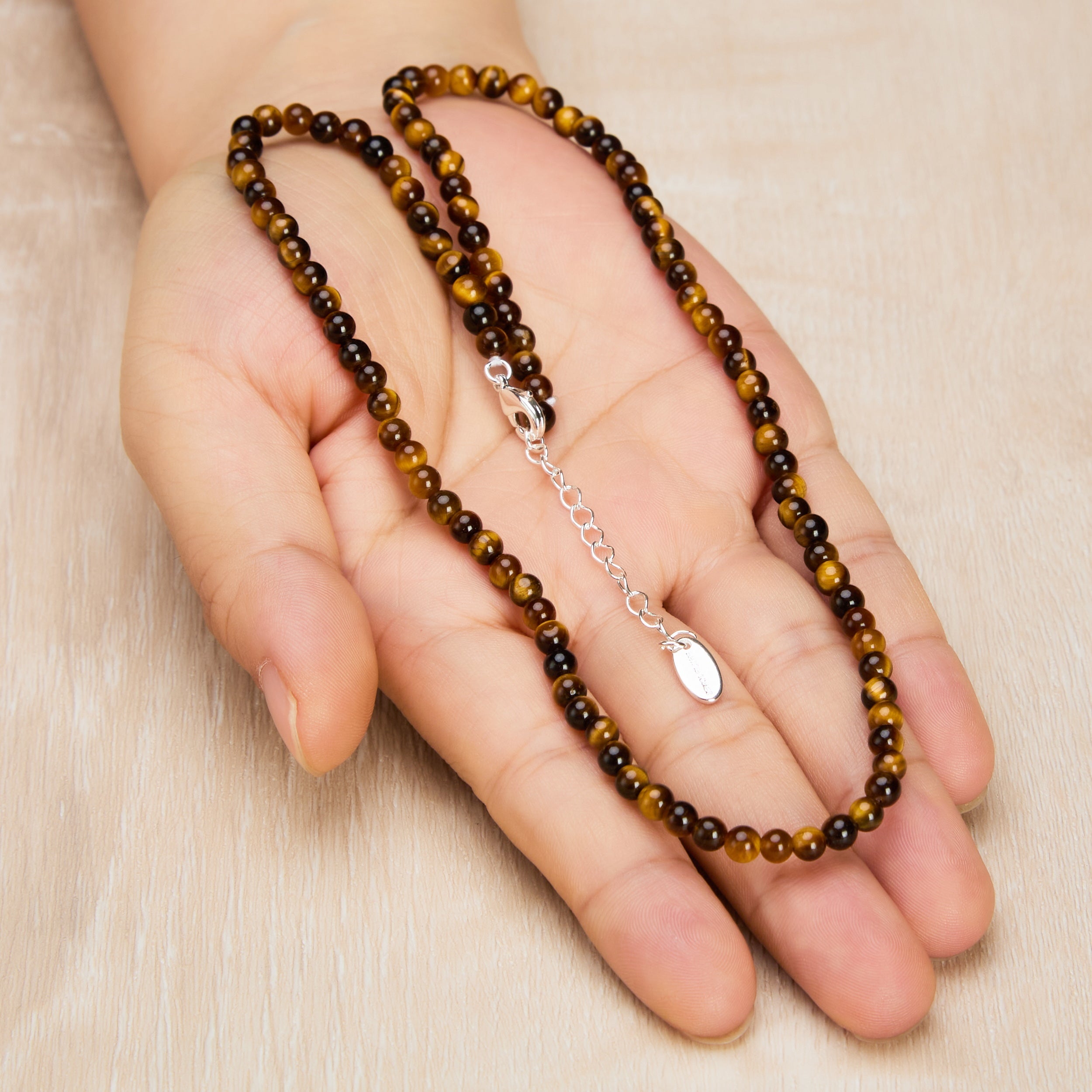 Tigers Eye Mini Beaded Gemstone Necklace