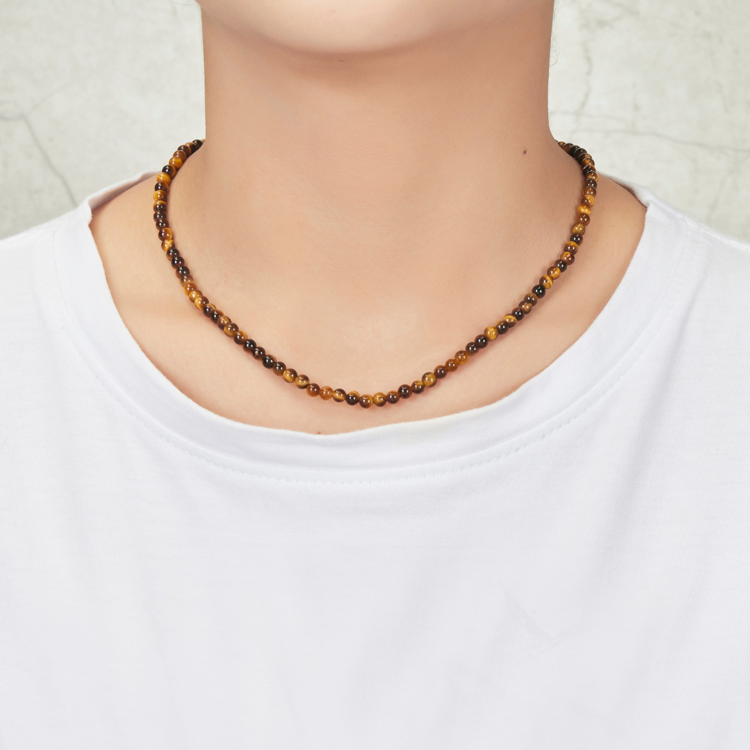 Tigers Eye Mini Beaded Gemstone Necklace