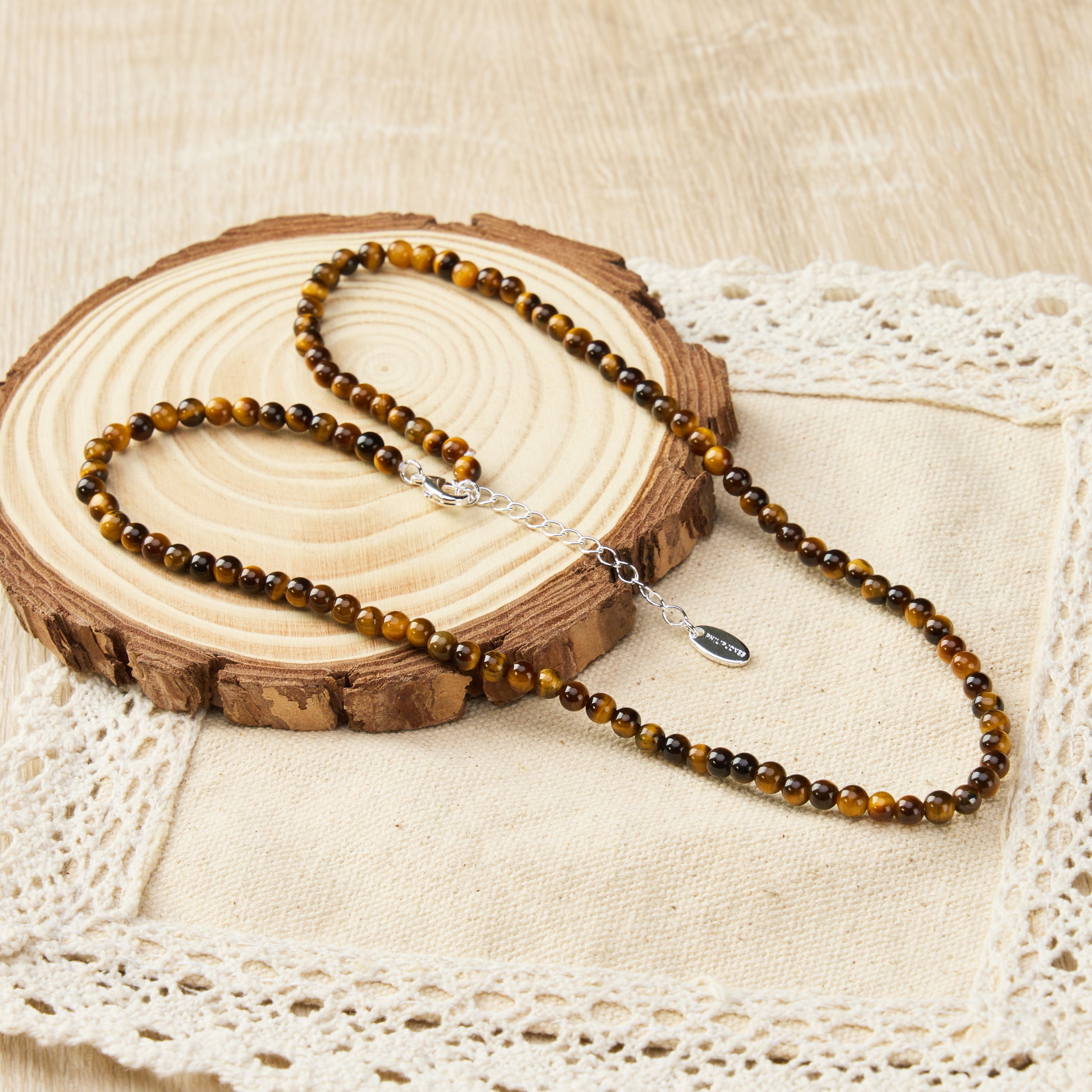 Tigers Eye Mini Beaded Gemstone Necklace