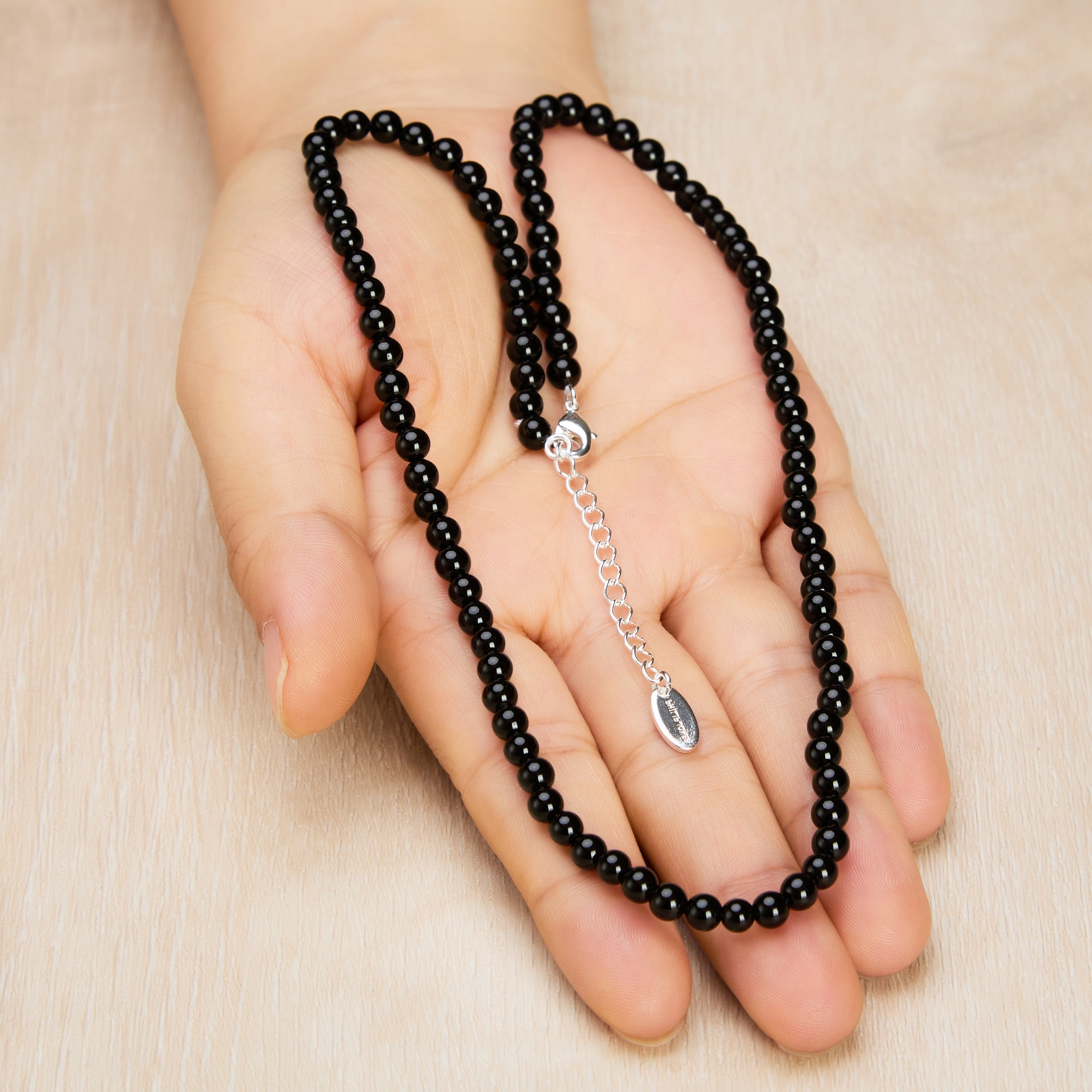 Black Onyx Mini Beaded Gemstone Necklace