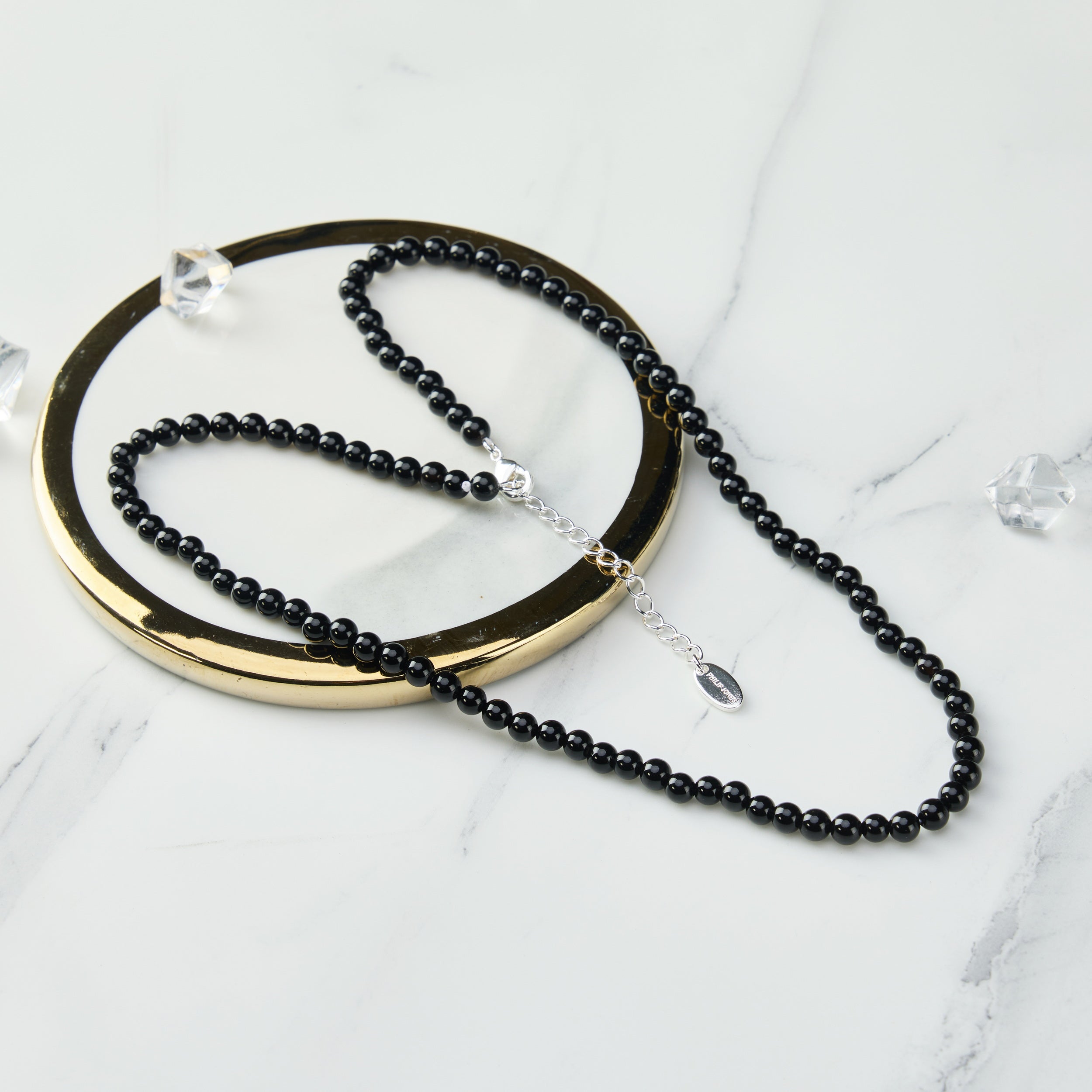 Black Onyx Mini Beaded Gemstone Necklace