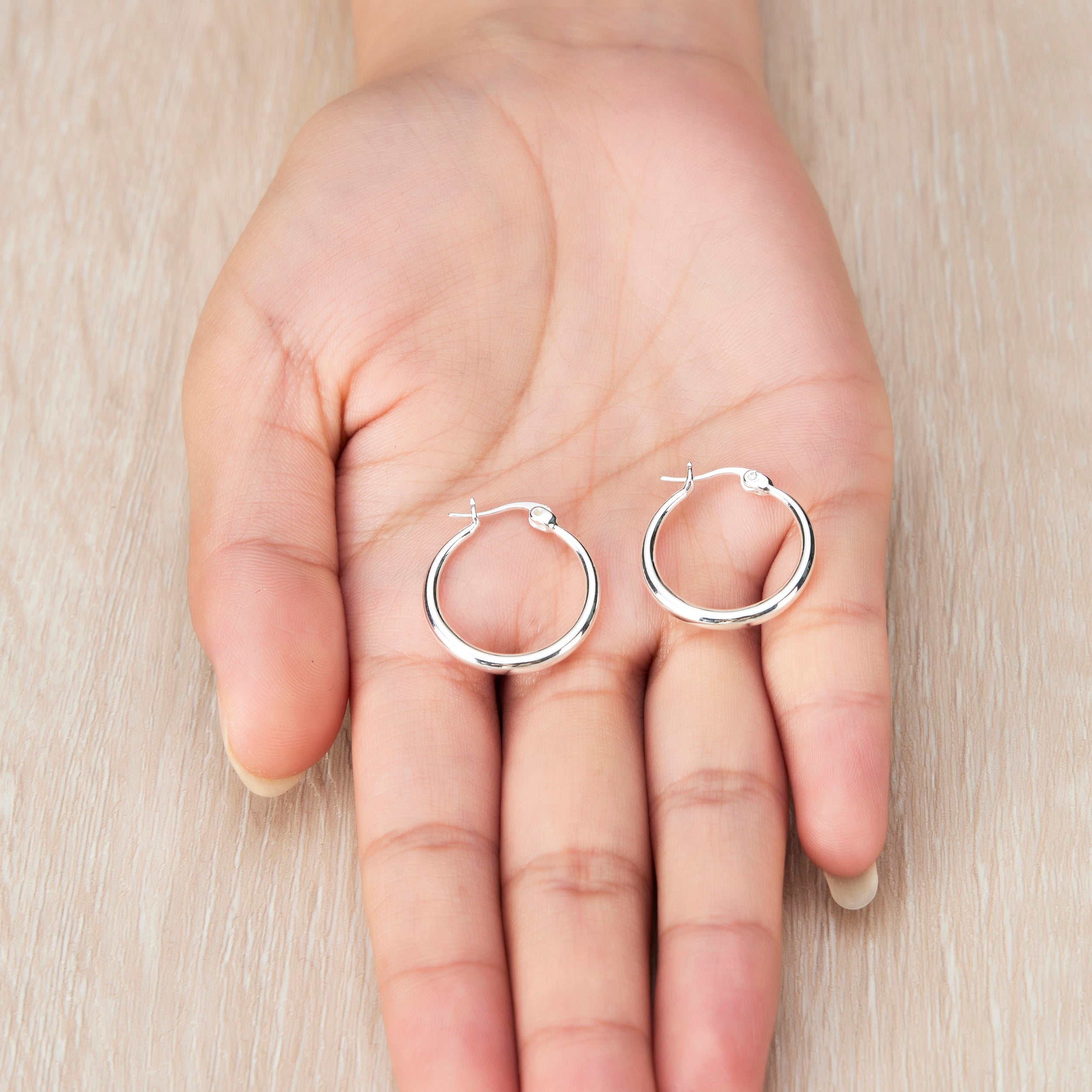 Silver Plated 20mm Hoop Earrings