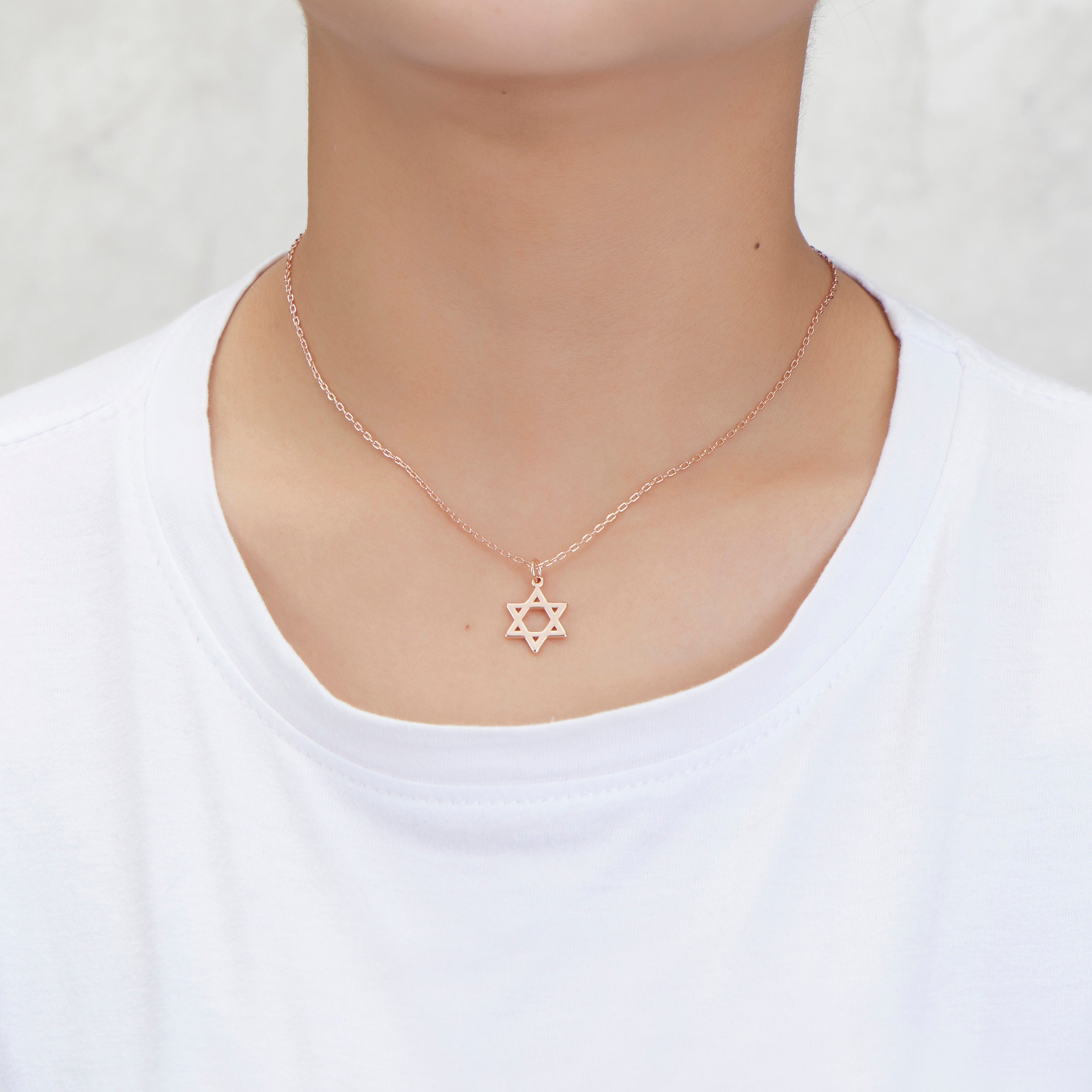 Rose Gold Plated Star of David Necklace