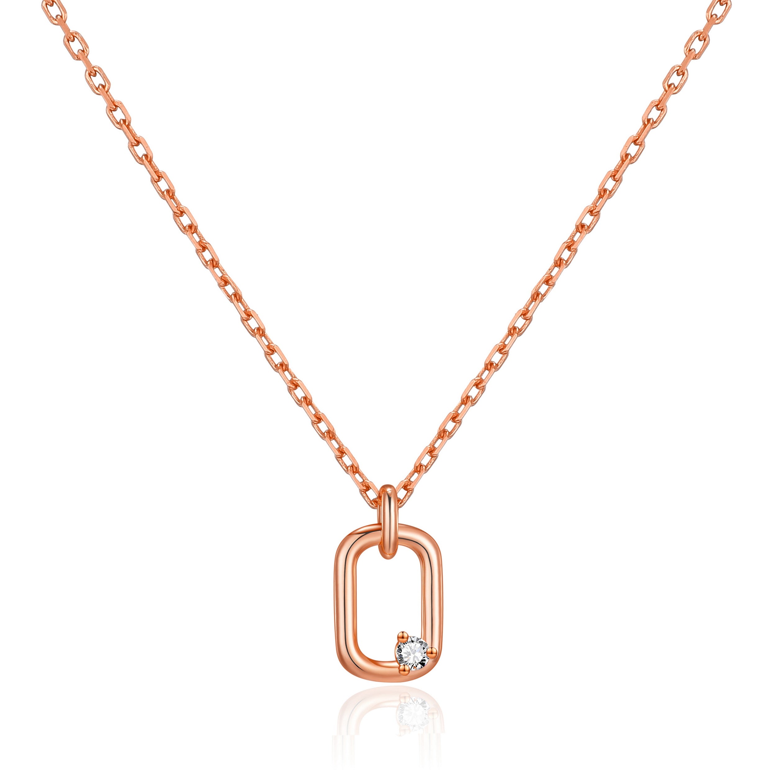 Rose Gold Plated Paperclip Necklace Created with Zircondia® Crystals