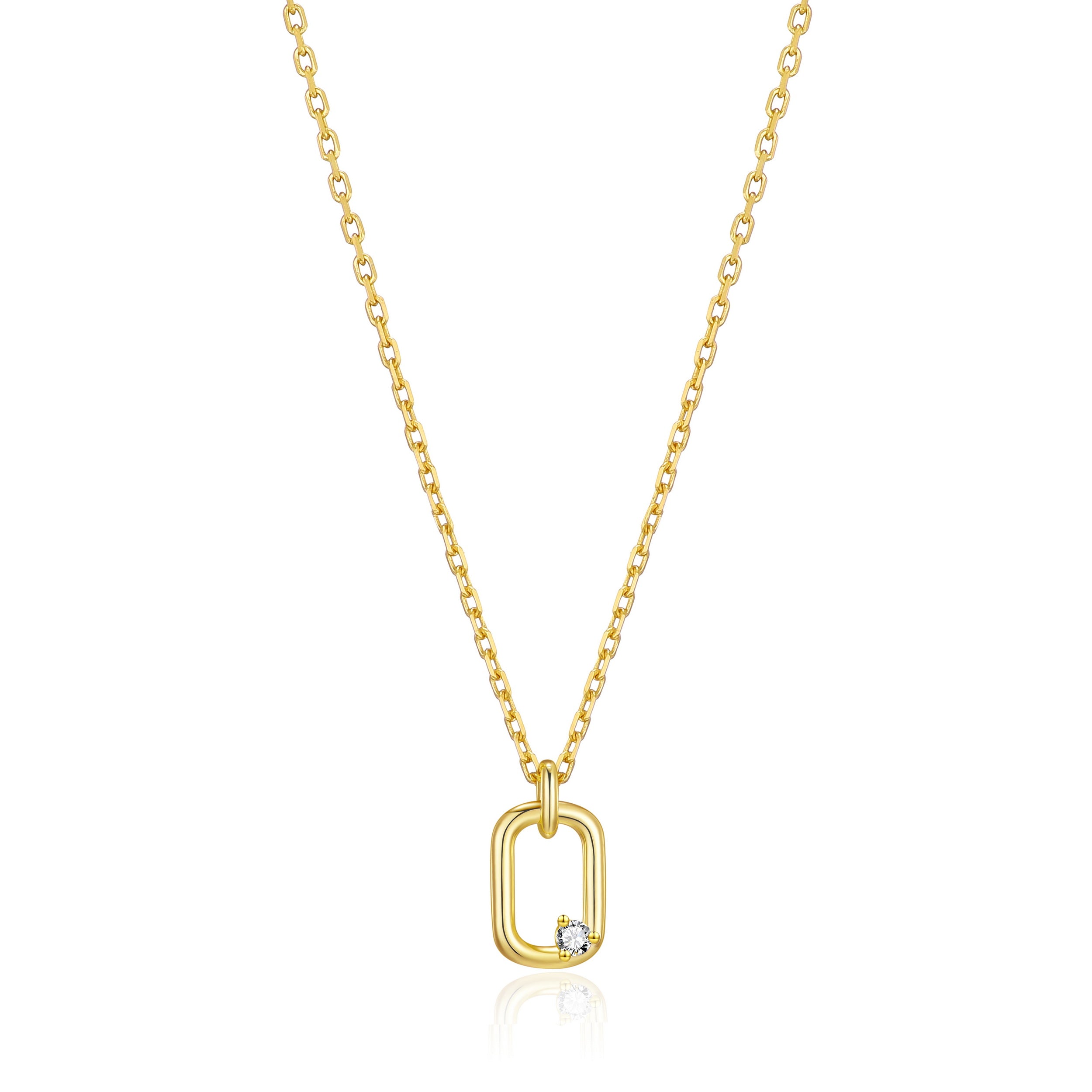 Gold Plated Paperclip Necklace Created with Zircondia® Crystals