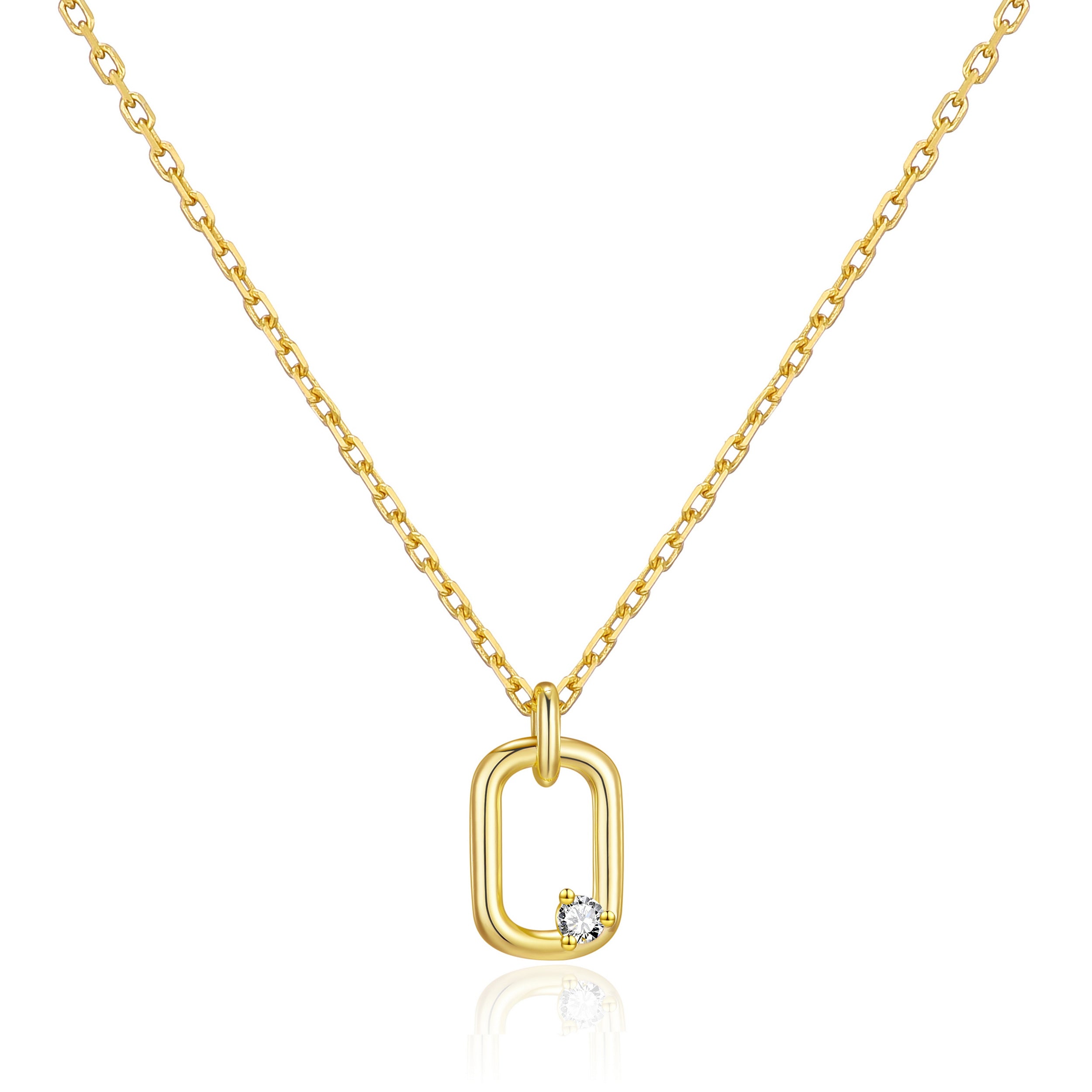 Gold Plated Paperclip Necklace Created with Zircondia® Crystals