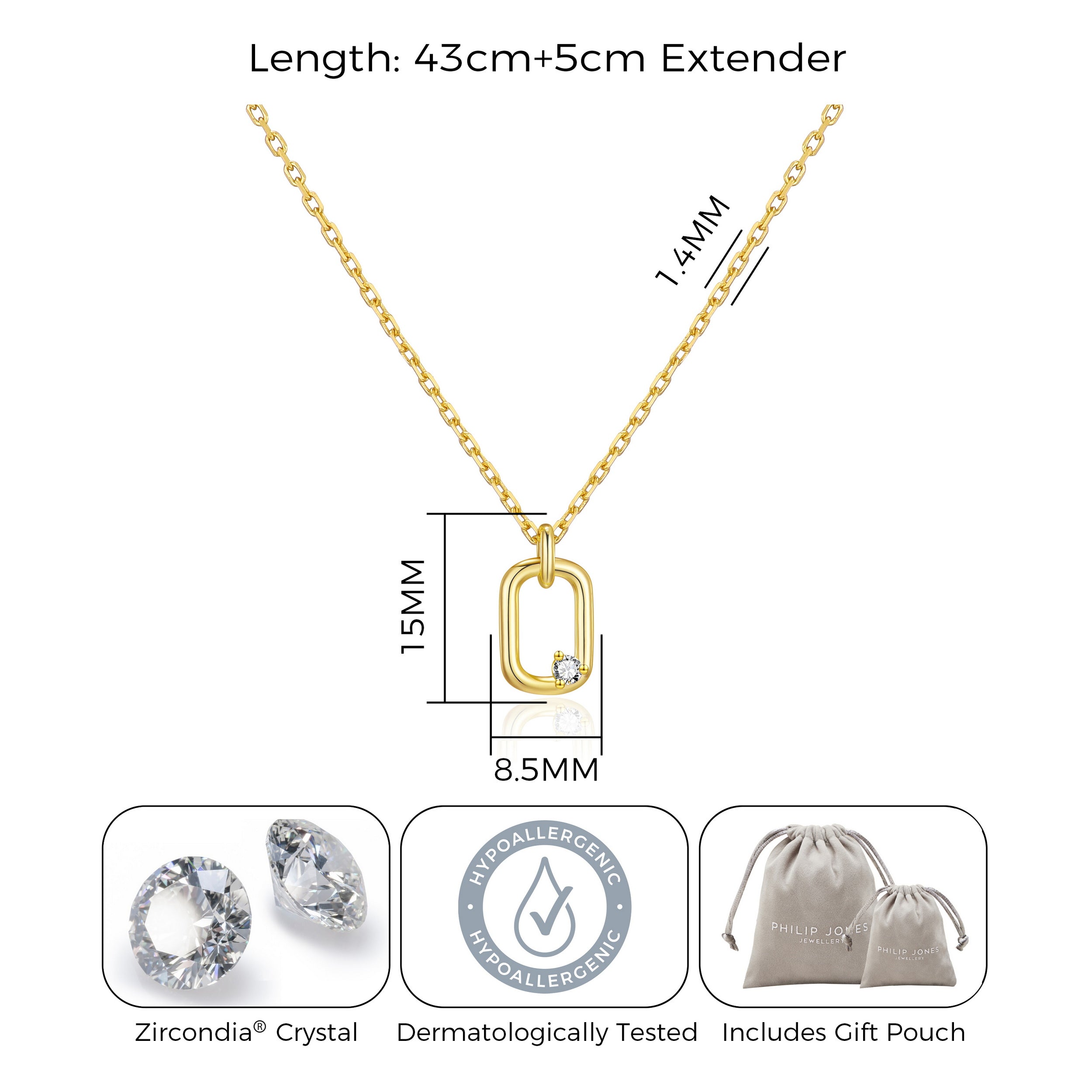 Gold Plated Paperclip Necklace Created with Zircondia® Crystals