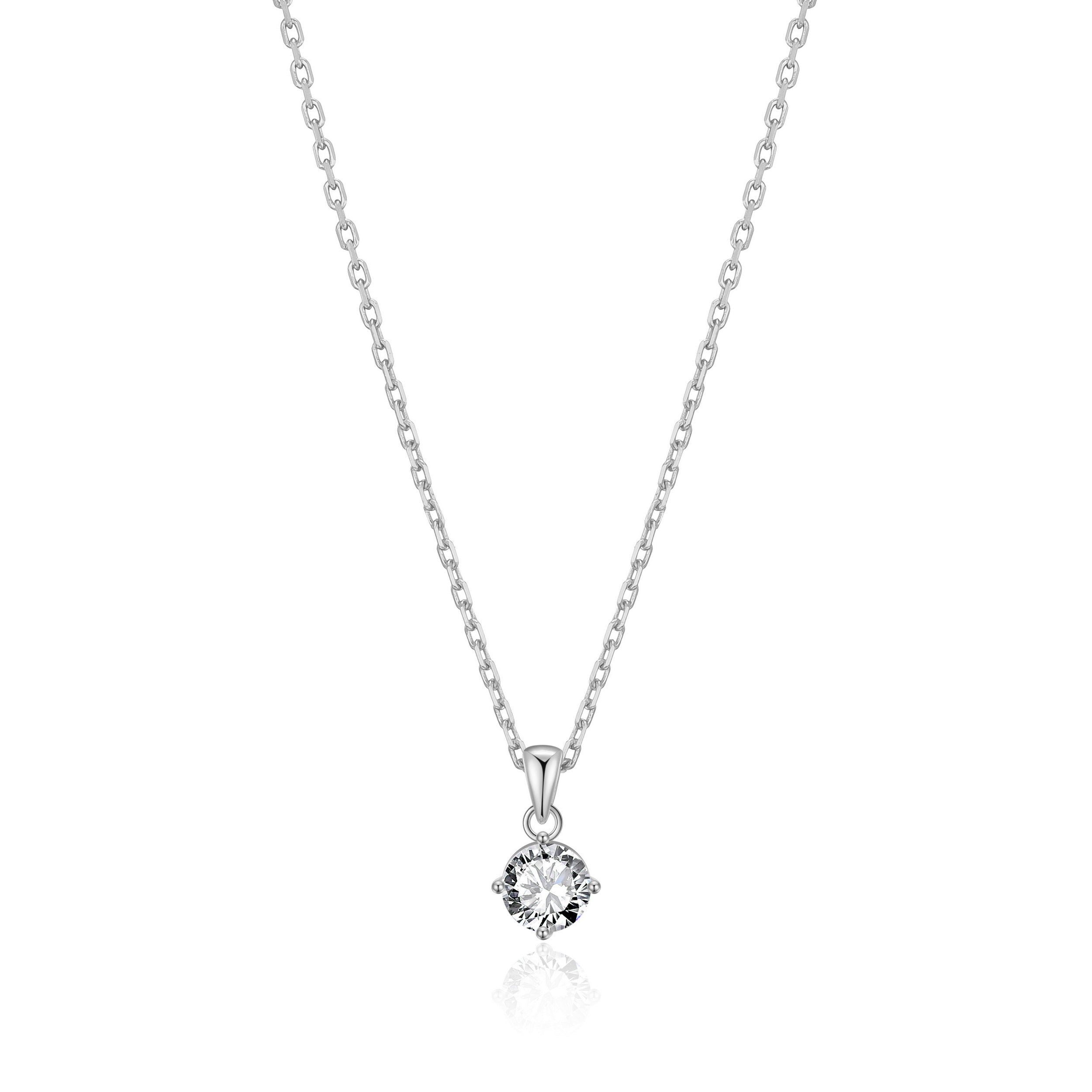 Silver Plated Solitaire Necklace Created with Zircondia® Crystals