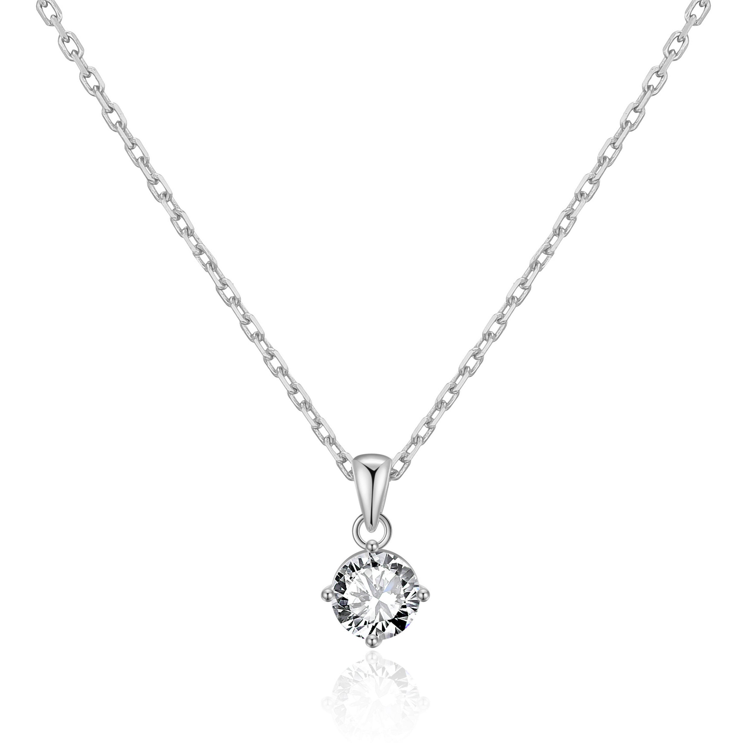 Silver Plated Solitaire Necklace Created with Zircondia® Crystals