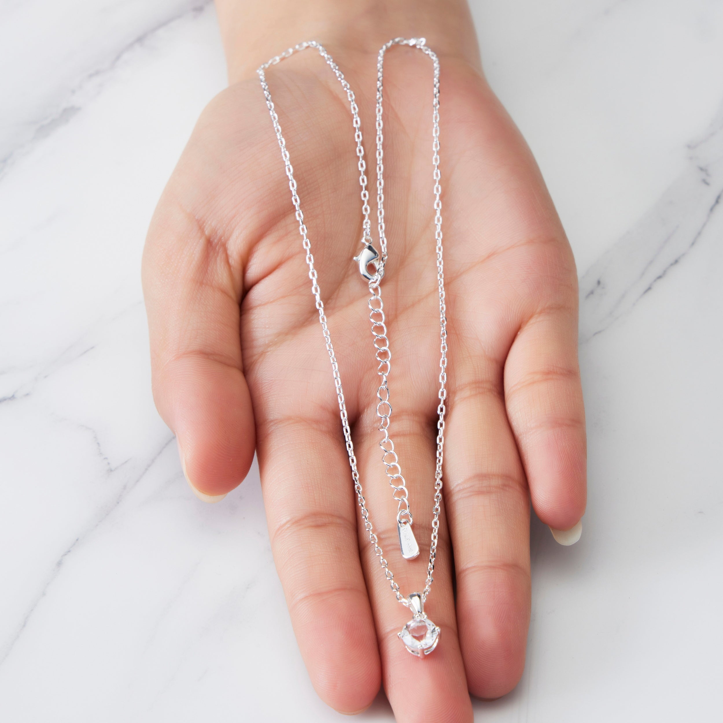 Silver Plated Solitaire Necklace Created with Zircondia® Crystals