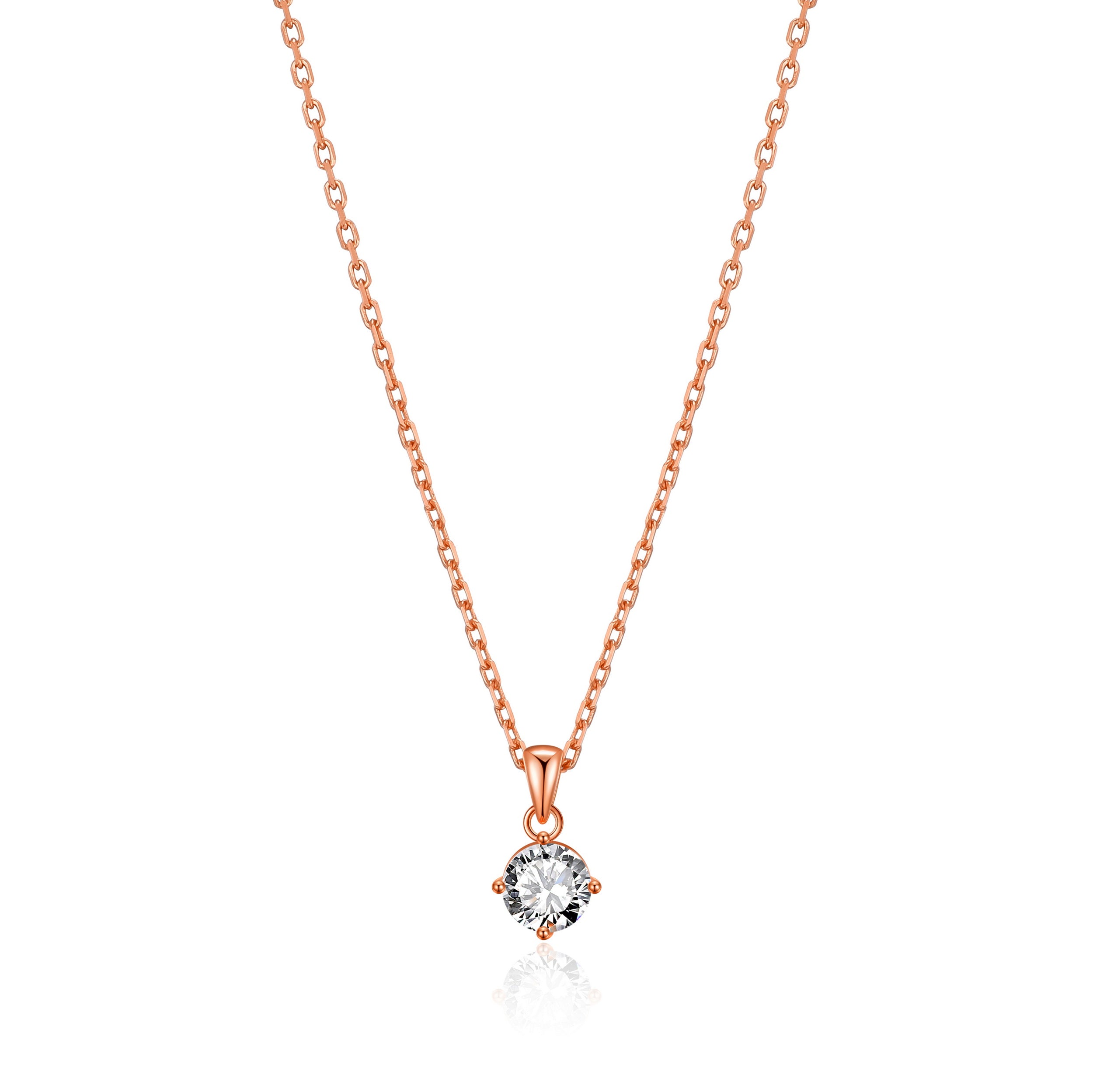 Rose Gold Plated Solitaire Necklace Created with Zircondia® Crystals