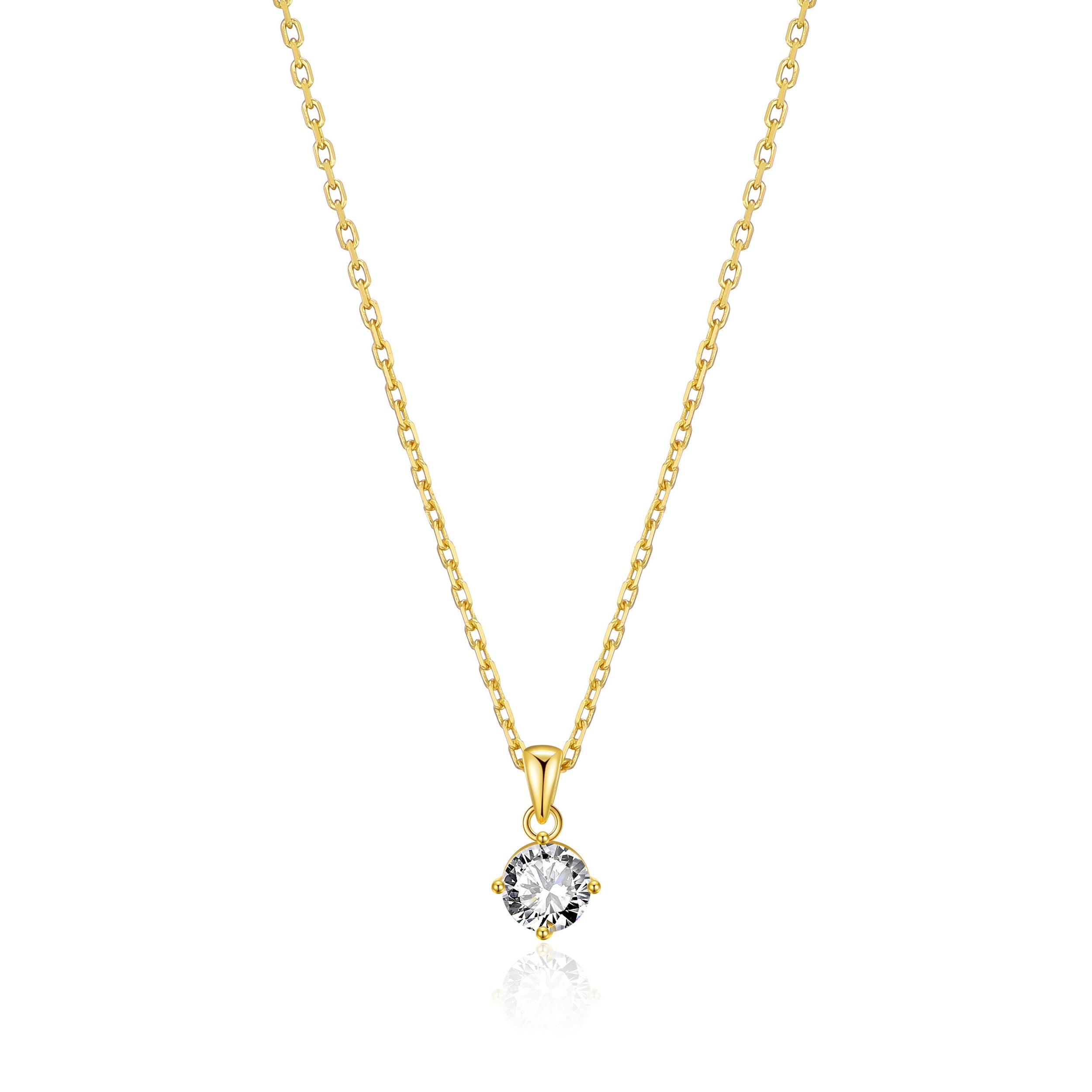 Gold Plated Solitaire Necklace Created with Zircondia® Crystals