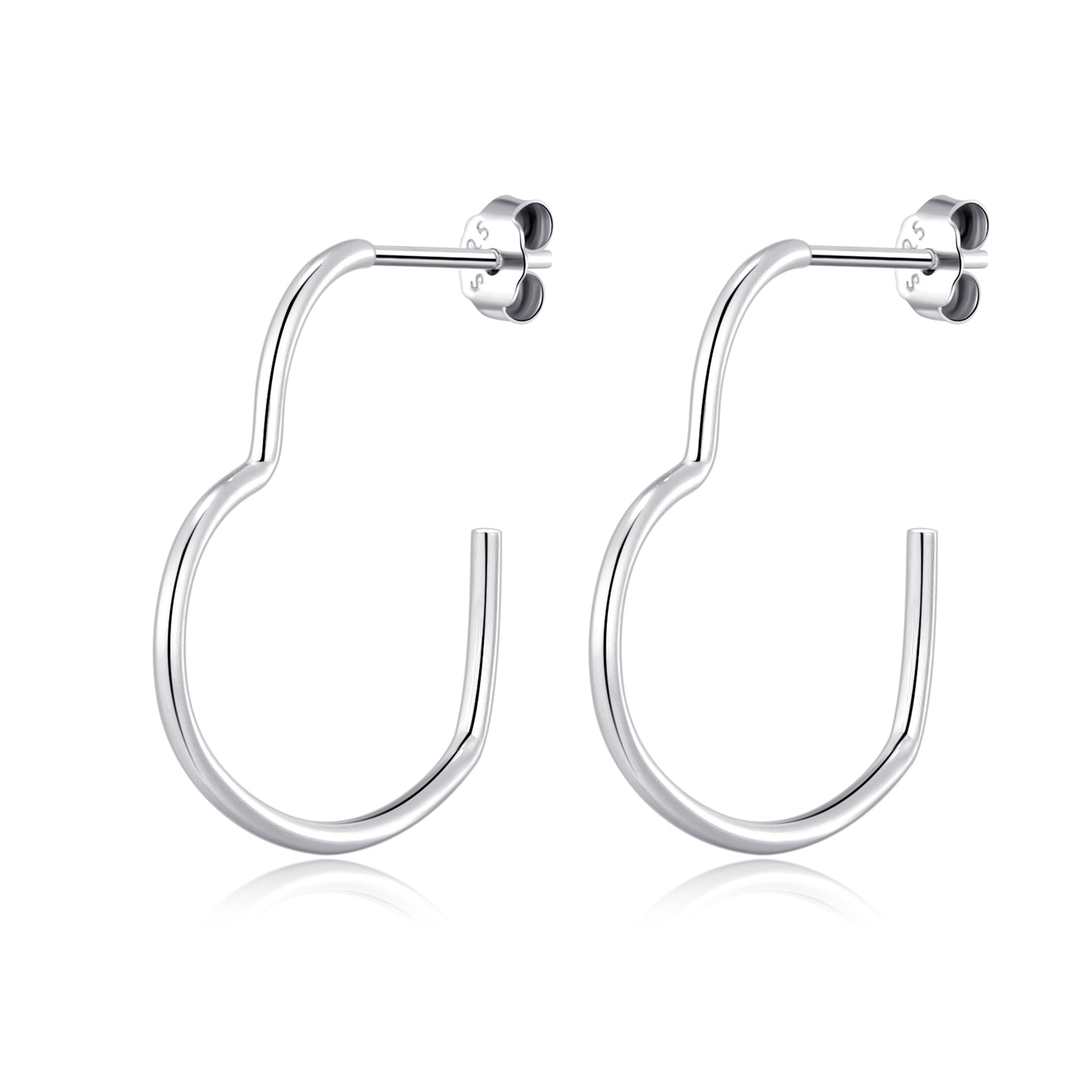 Sterling Silver Heart Hoop Earrings with Butterfly Backs