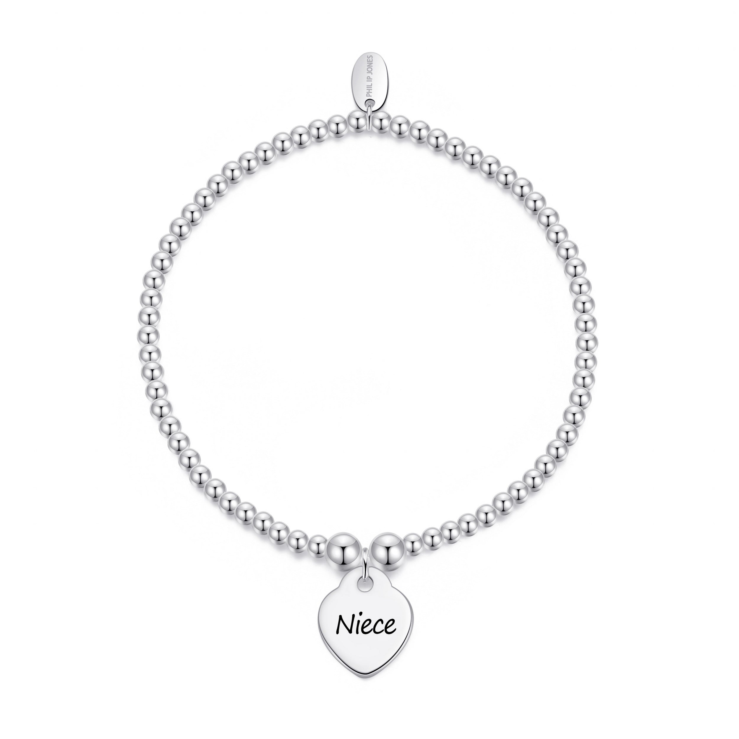 Niece Heart Charm Beaded Stretch Bracelet