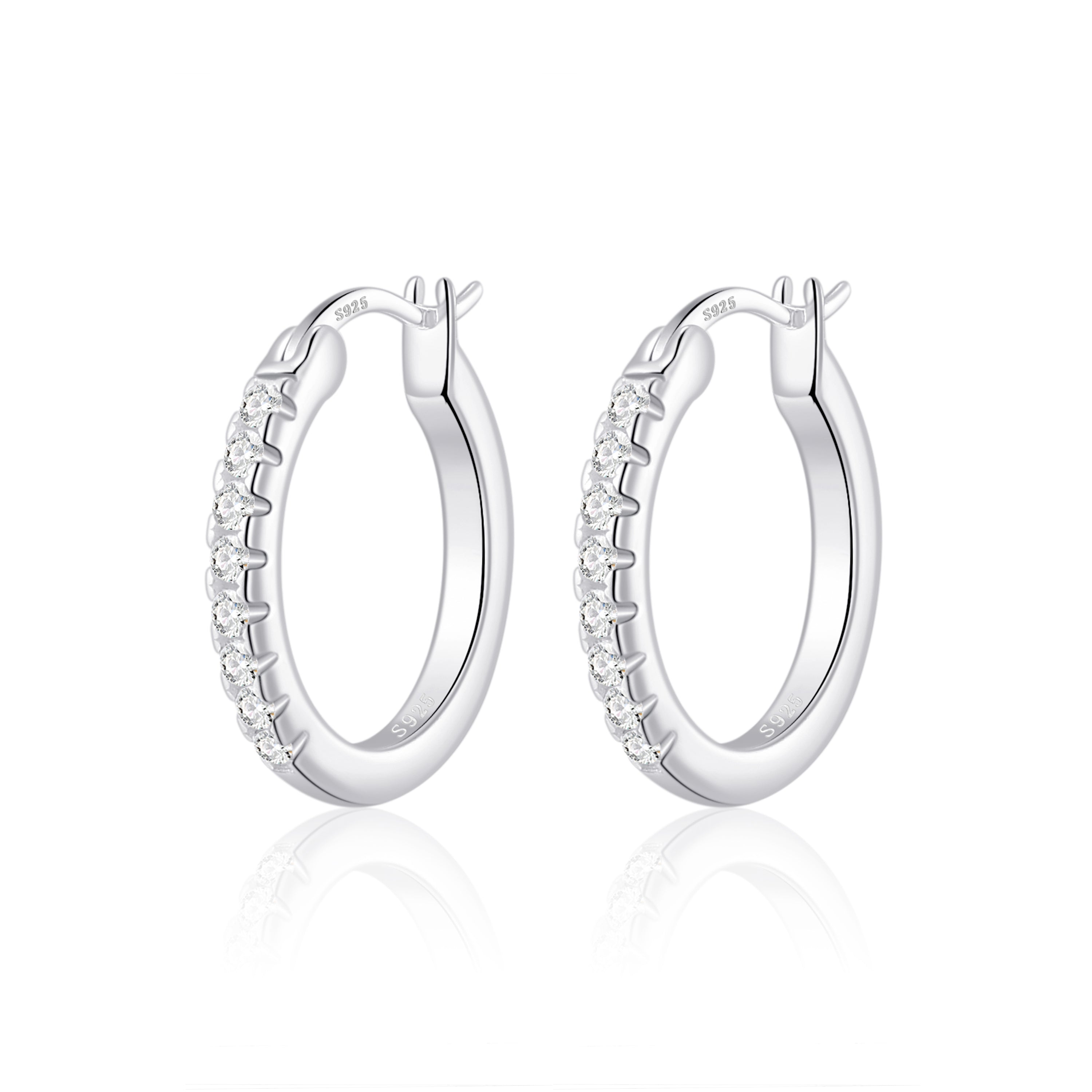 Sterling Silver Crystal Hoop Earrings Created with Zircondia® Crystals