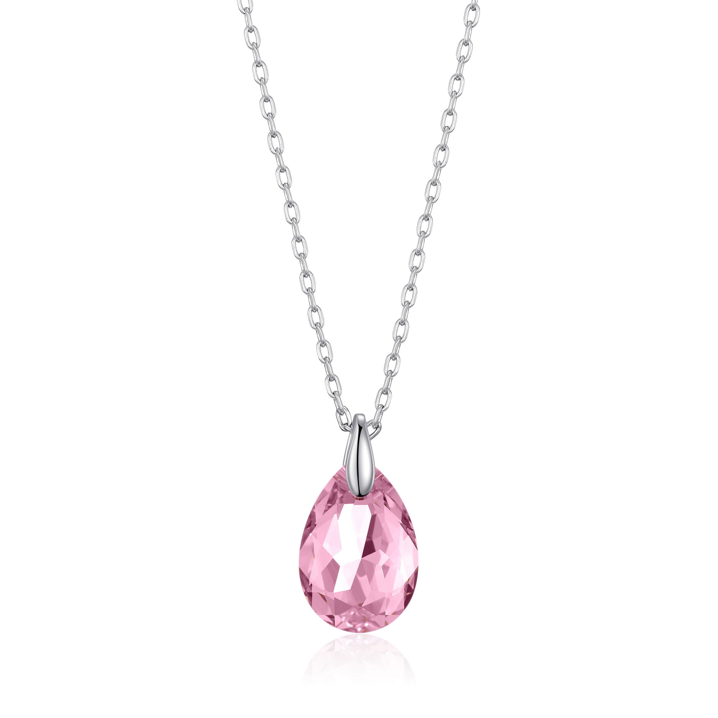 Sterling Silver Light Rose Necklace Created with Zircondia® Crystals