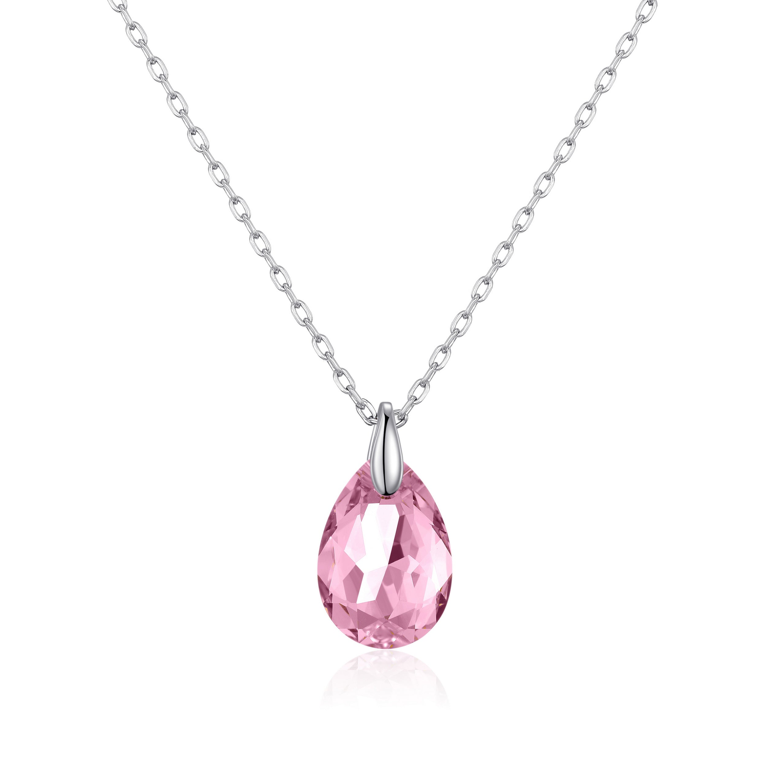 Sterling Silver Light Rose Necklace Created with Zircondia® Crystals