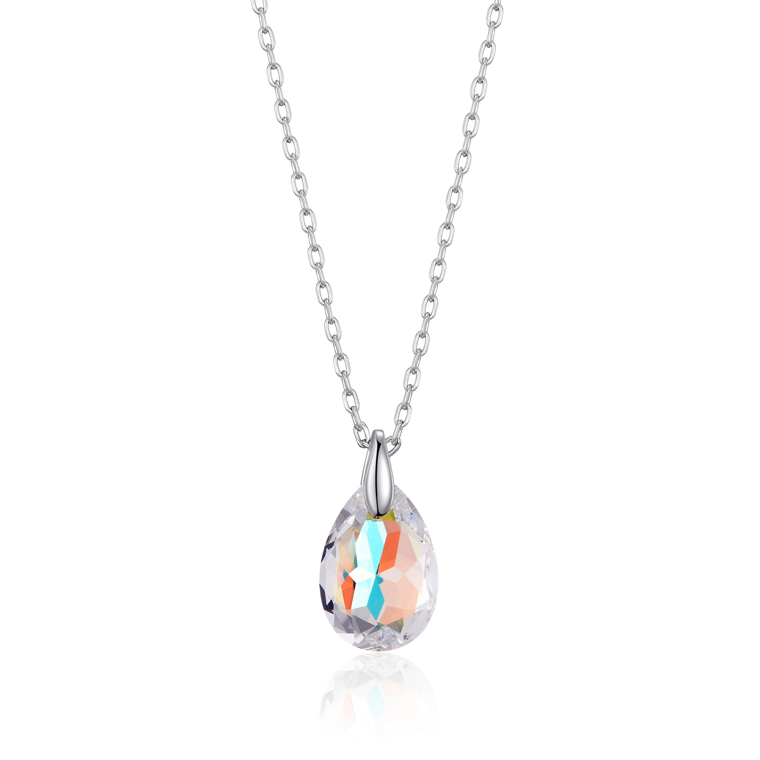 Sterling Silver Aurora Borealis Necklace Created with Zircondia® Crystals