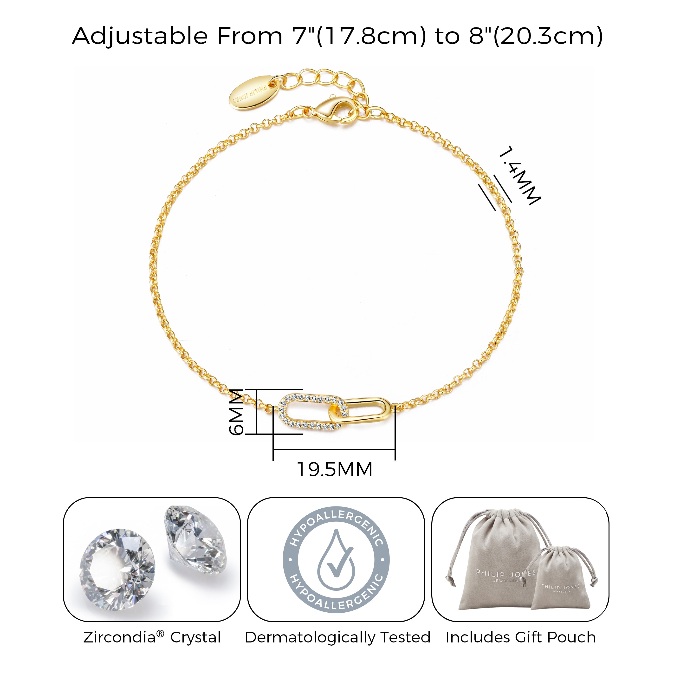 Gold Plated Paperclip Link Bracelet Created with Zircondia® Crystals