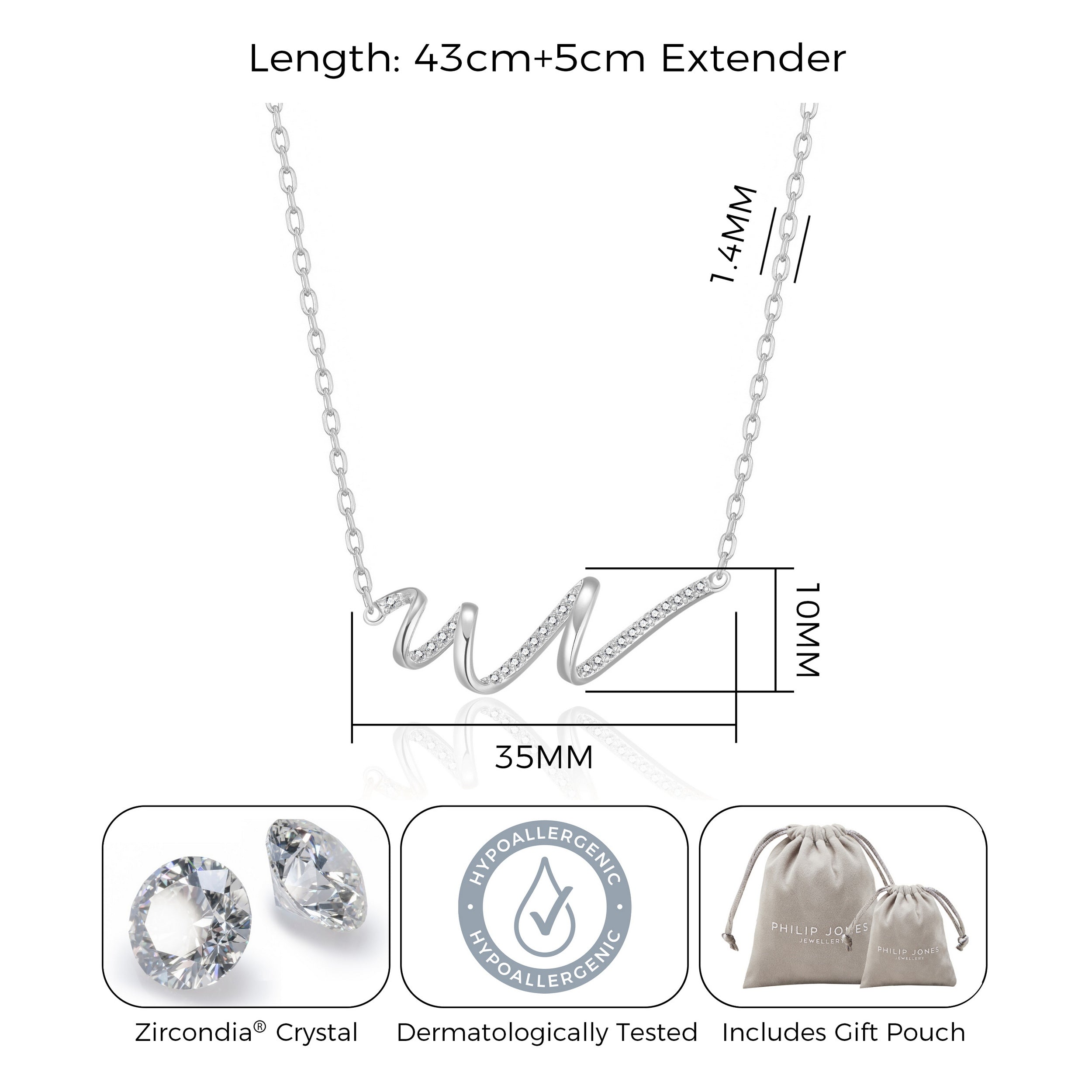 Silver Plated Spiral Necklace Created with Zircondia® Crystals