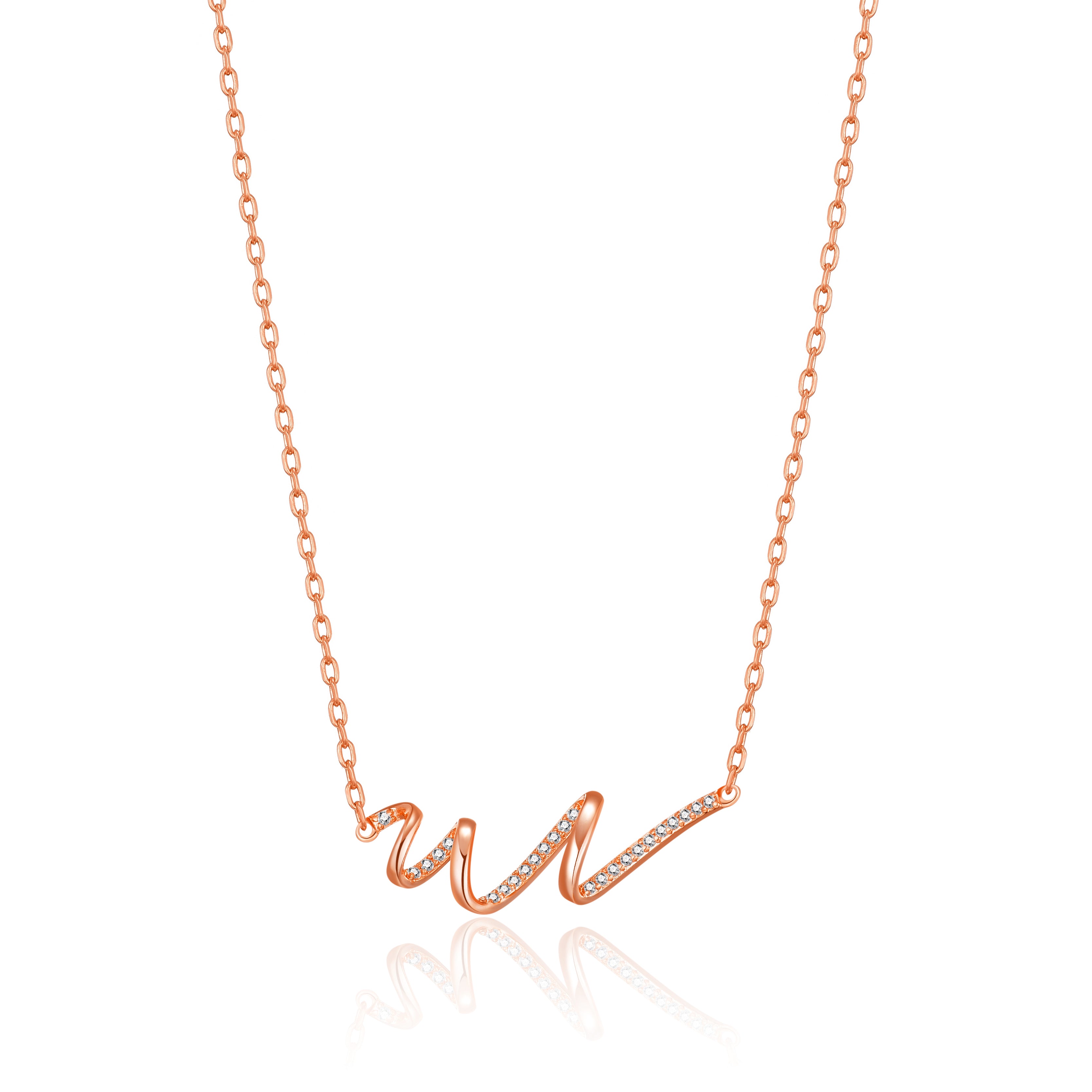 Rose Gold Plated Spiral Necklace Created with Zircondia® Crystals