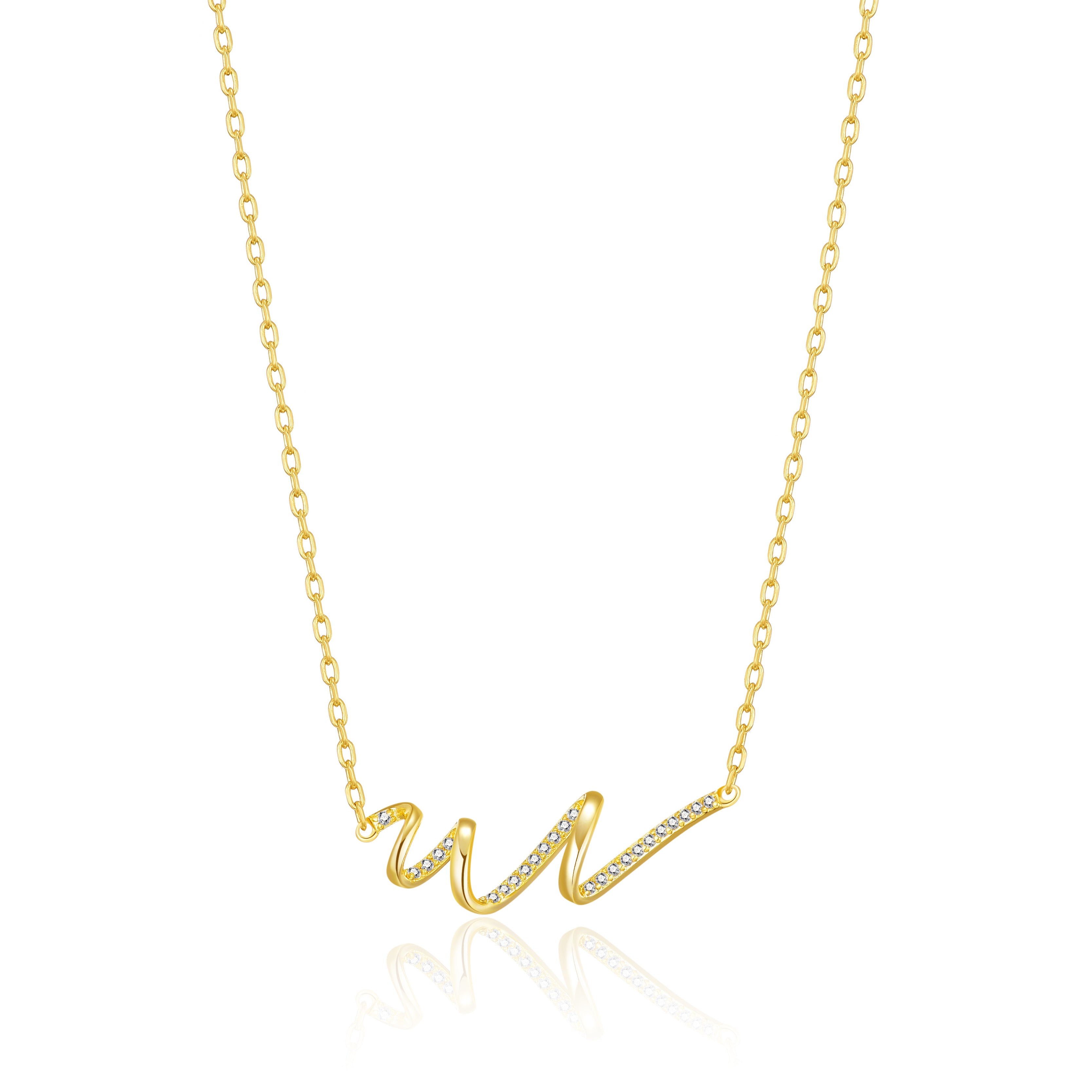 Gold Plated Spiral Necklace Created with Zircondia® Crystals