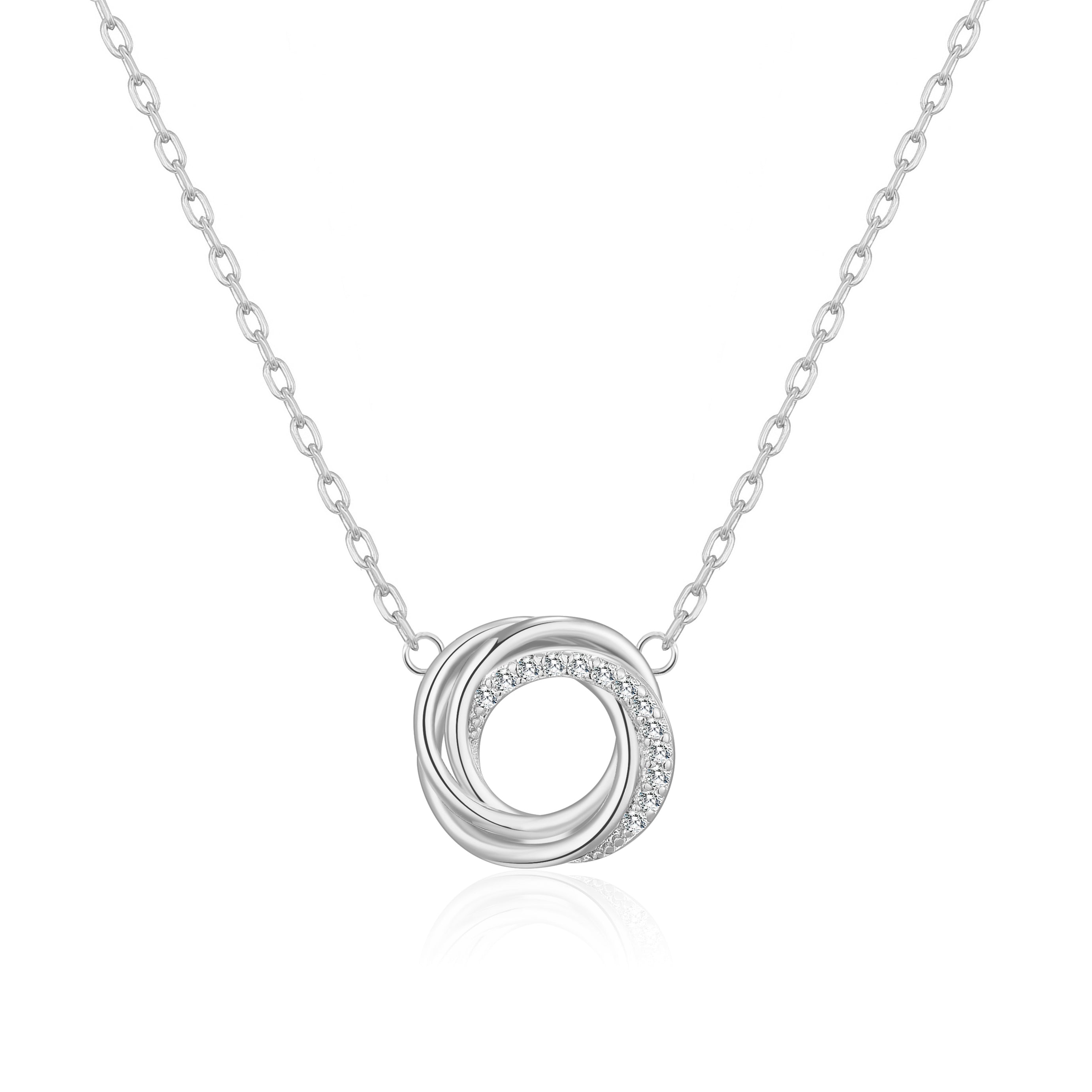 Silver Plated Circle Knot Necklace Created with Zircondia® Crystals