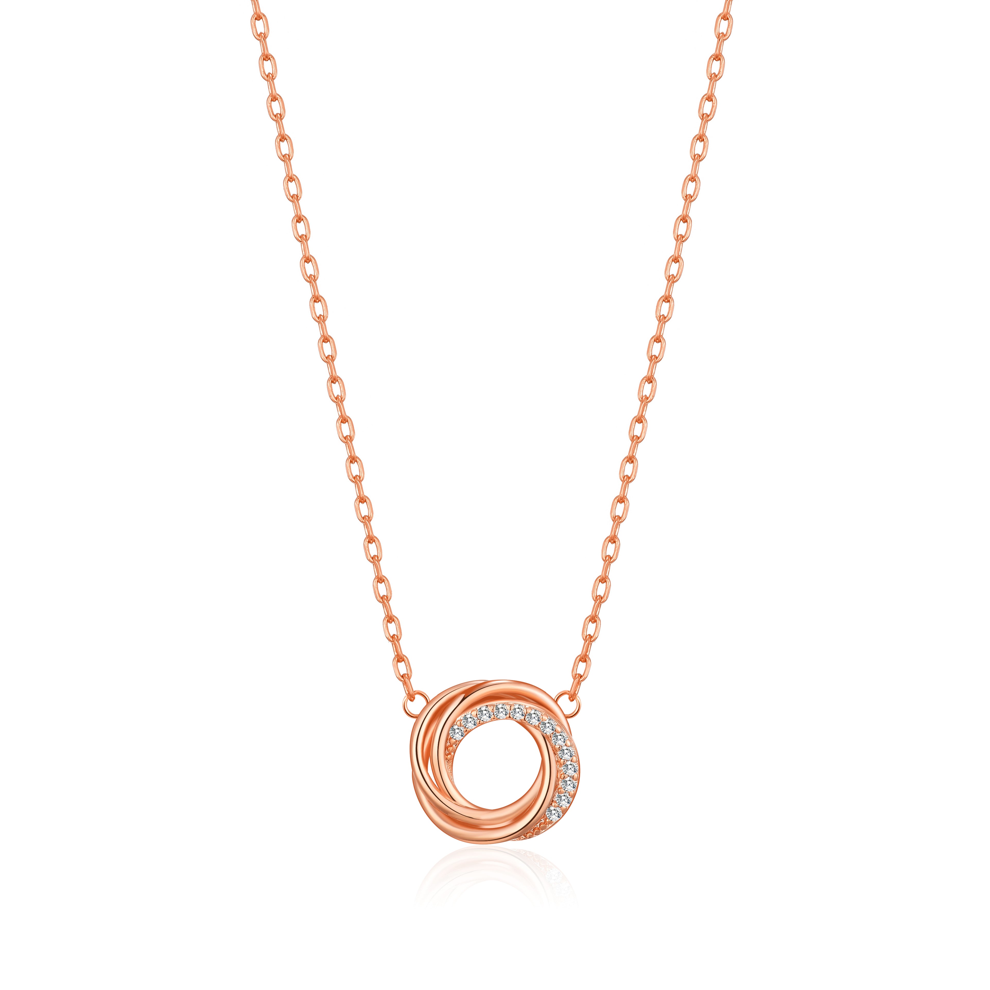 Rose Gold Plated Circle Knot Necklace Created with Zircondia® Crystals