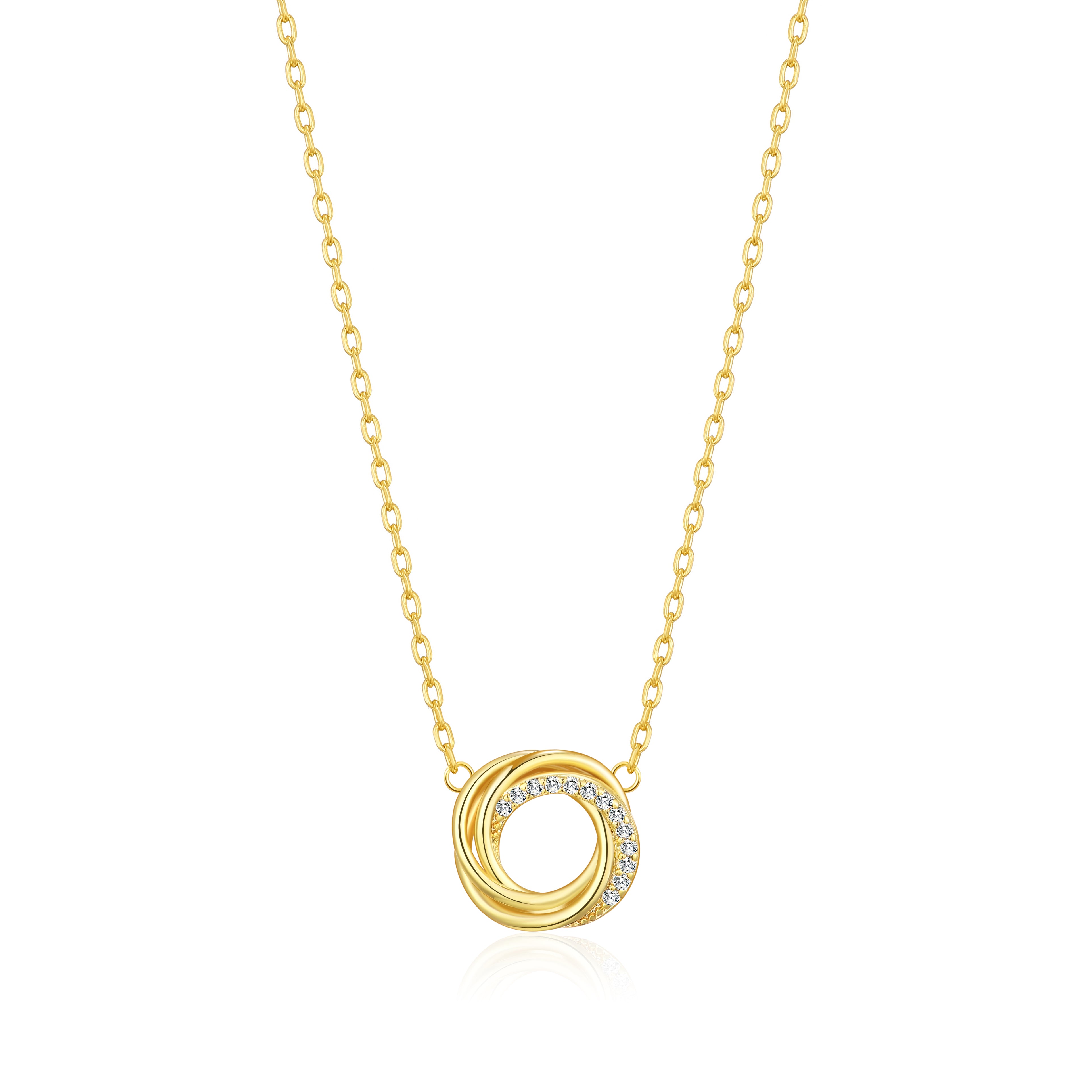 Gold Plated Circle Knot Necklace Created with Zircondia® Crystals