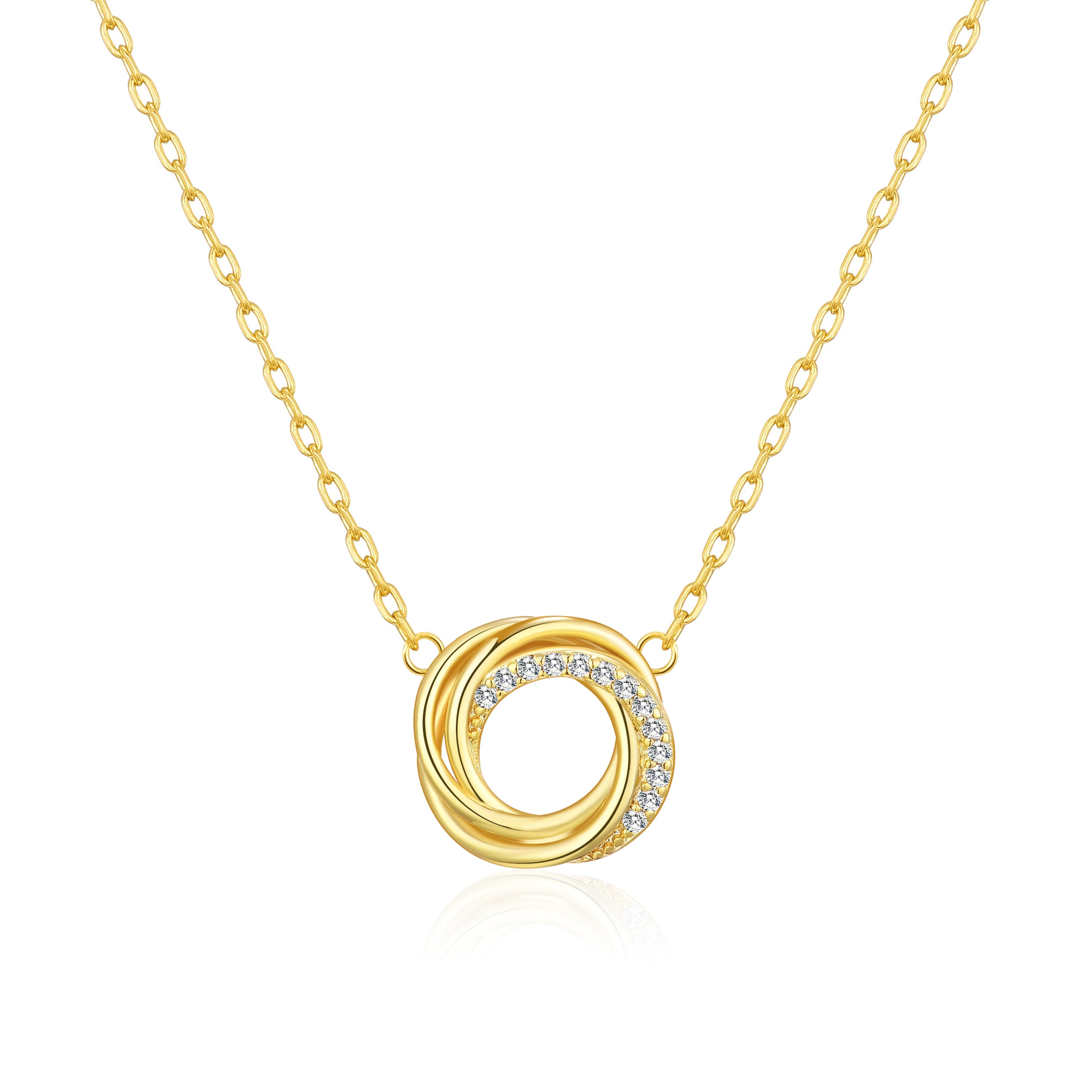 Gold Plated Circle Knot Necklace Created with Zircondia® Crystals